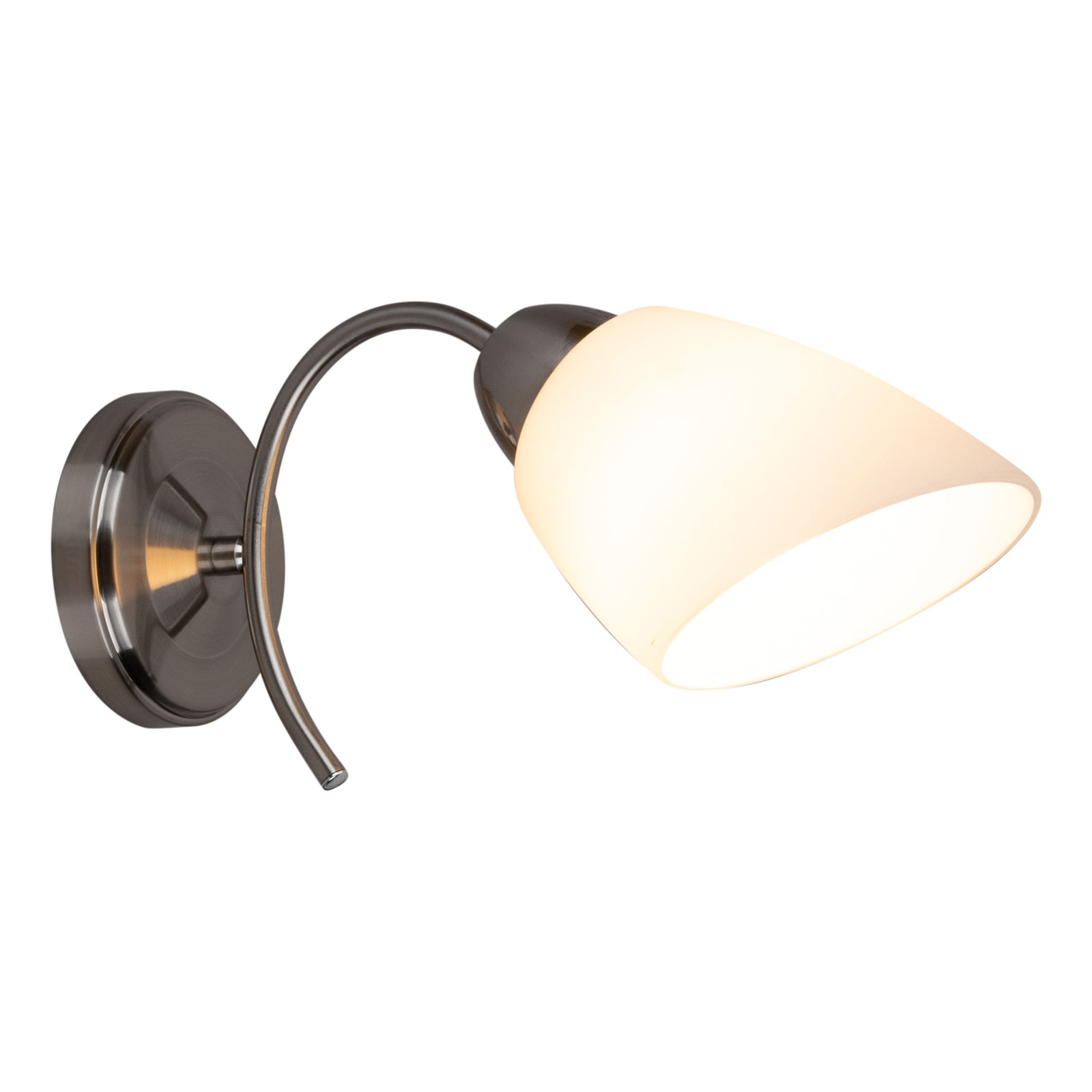 Varietta wall lamp, glass lampshade, nickel