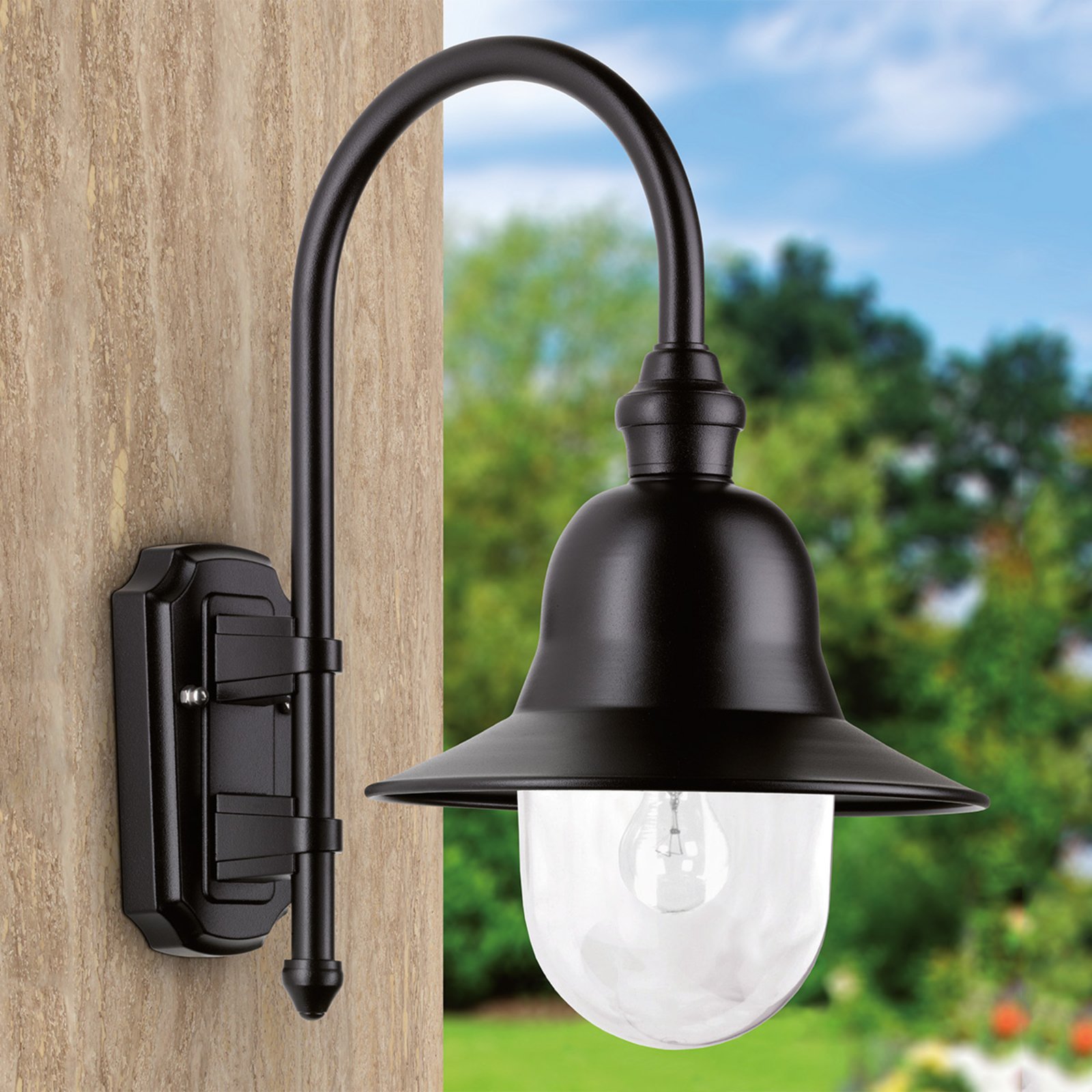 Nios outdoor wall light in black