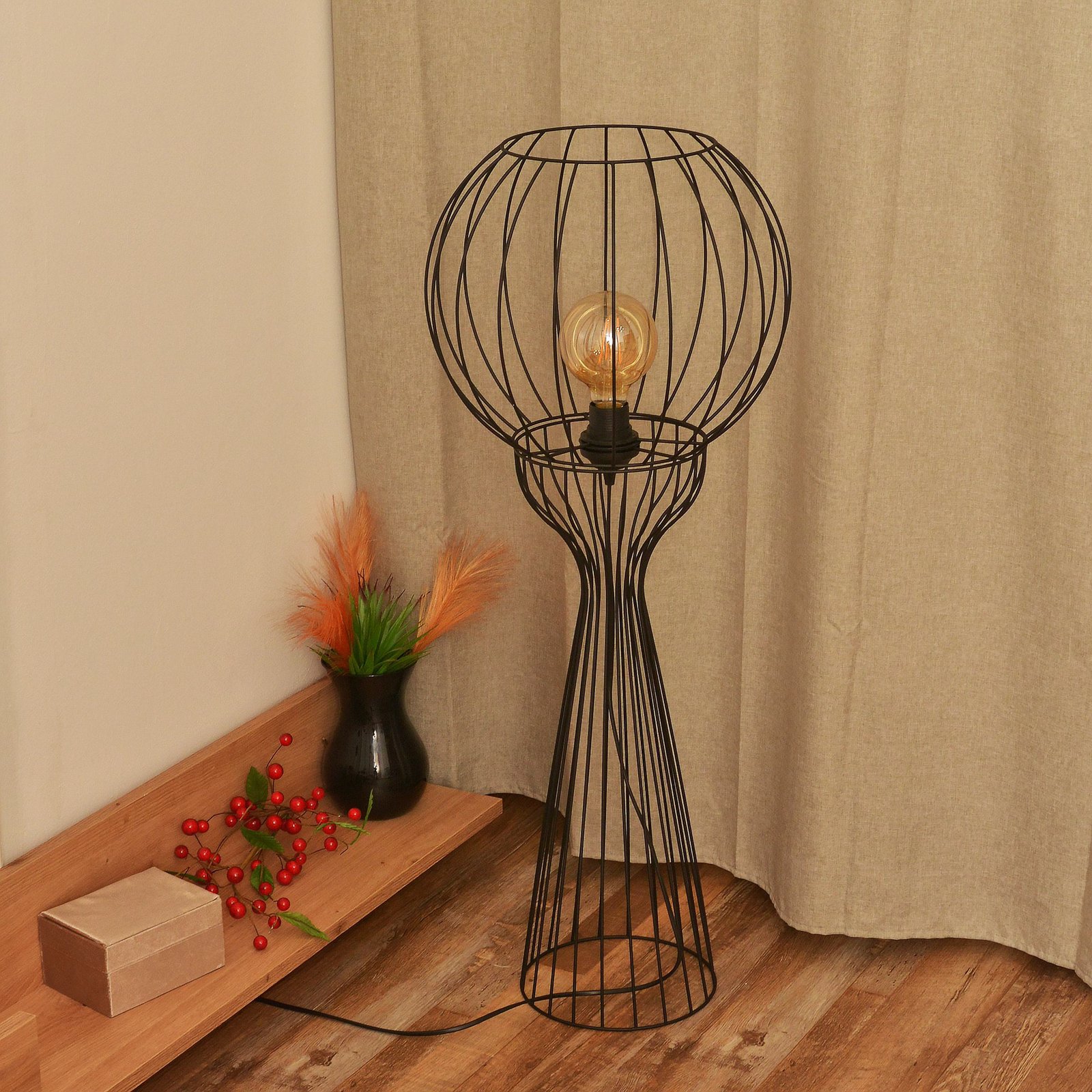 Mercure floor lamp, black, metal/plastic, height 93 cm