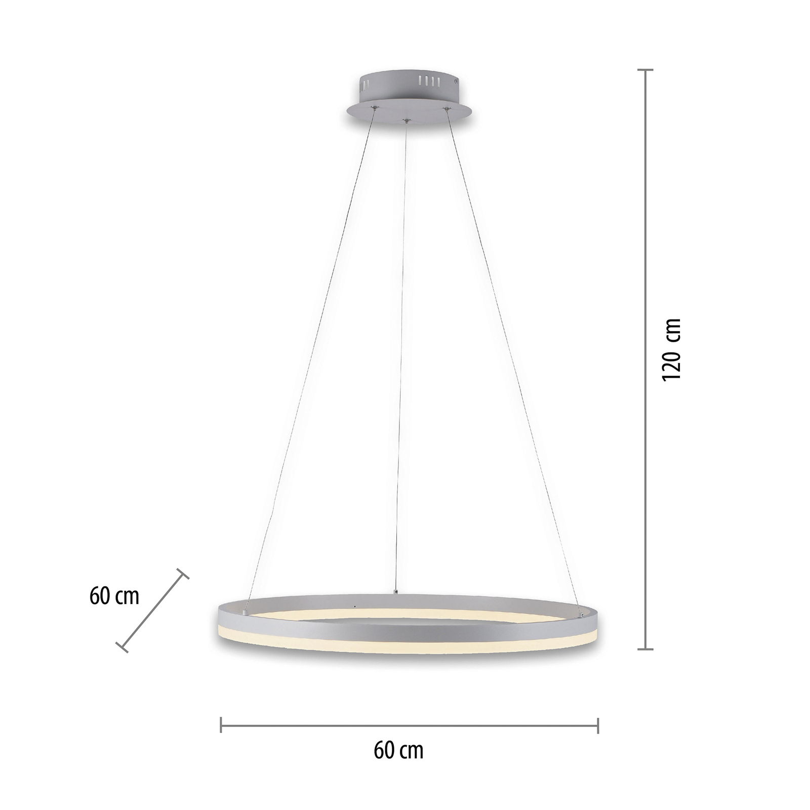 LED hanglamp Titus, rond, Ø 60 cm, wit