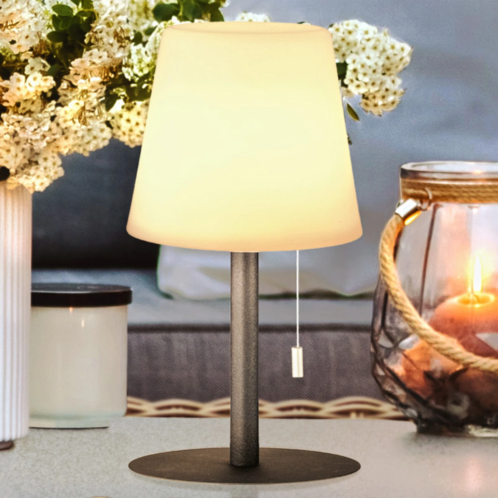 Buiten tafellamp wit incl. LED met touch dimmer oplaadbaar - Janet