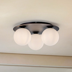 Lámpara de techo solar, negro/ópalo, 3 luces