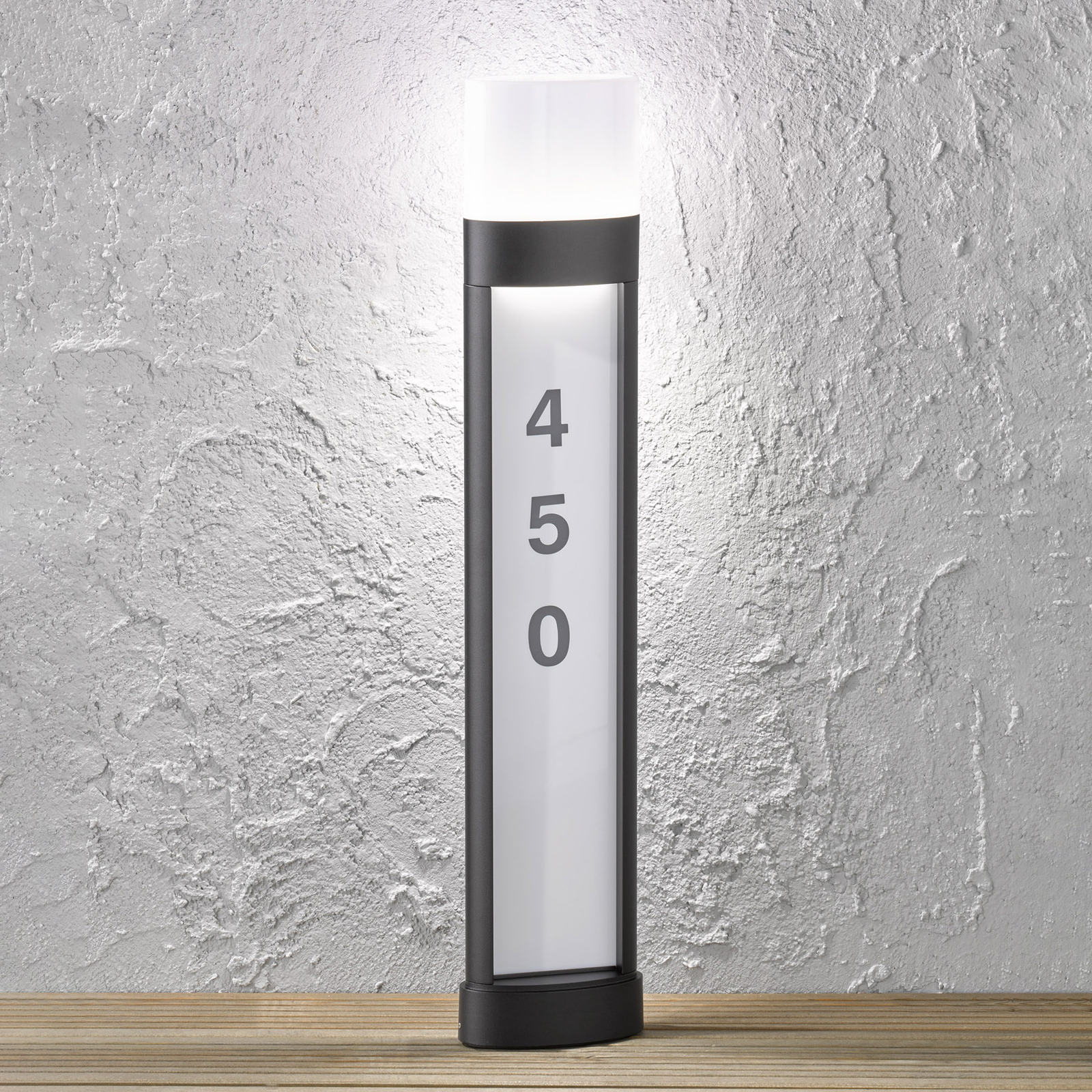 LED-Pollerleuchte Diego mit Hausnummer, 80 cm