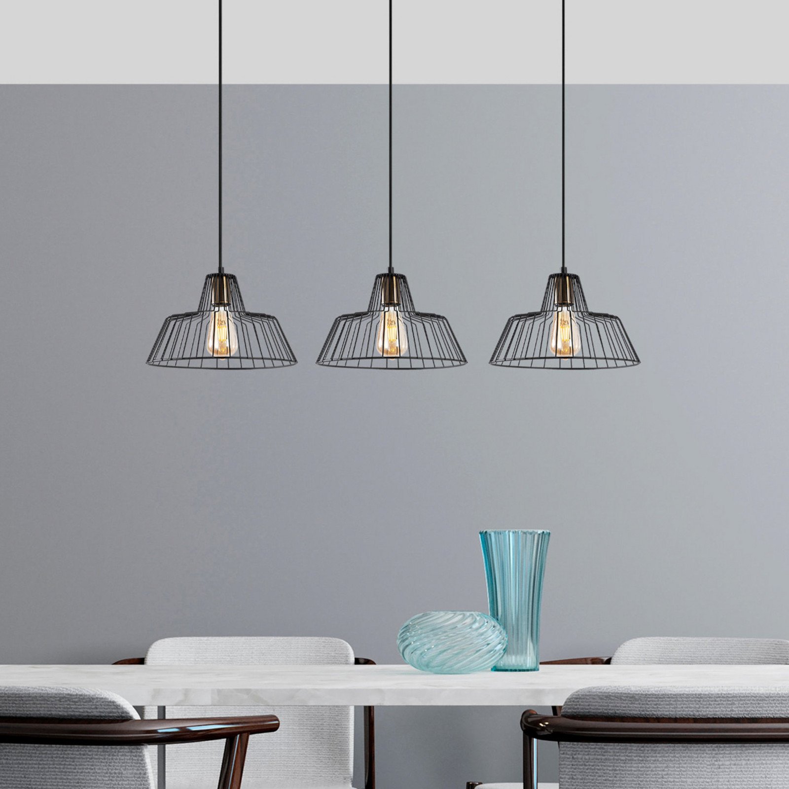Opviq Lampă suspendată 11945 cu 3 lumini liniar negru - Camera de zi / sufragerie - modern - Metal
