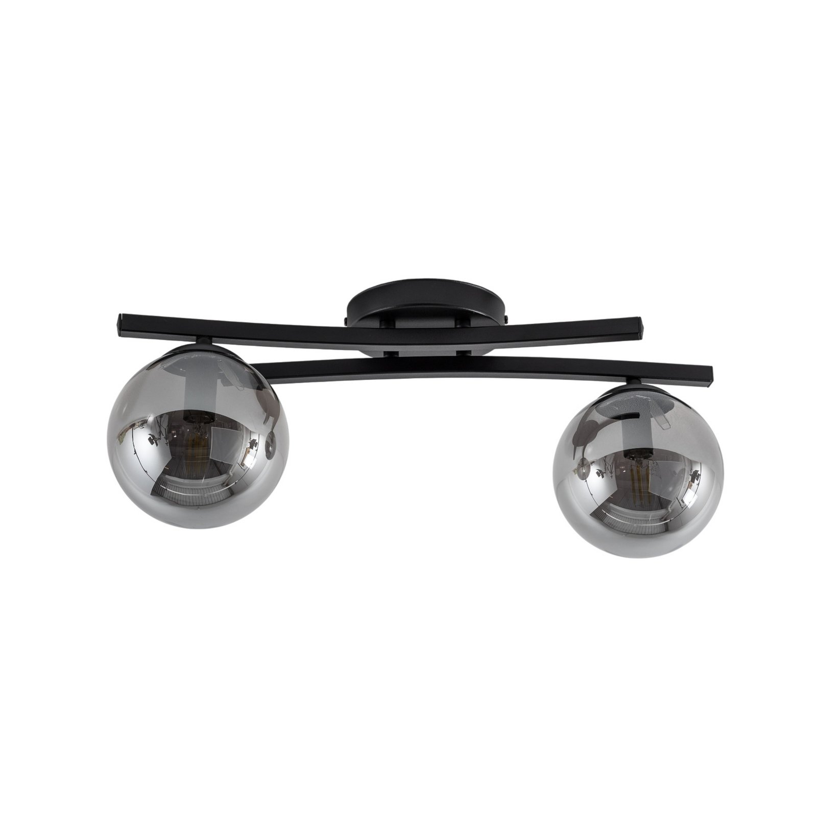 Lampa sufitowa OPUS, długość 60 cm, dymny szary/czarny, 2-punktowa.