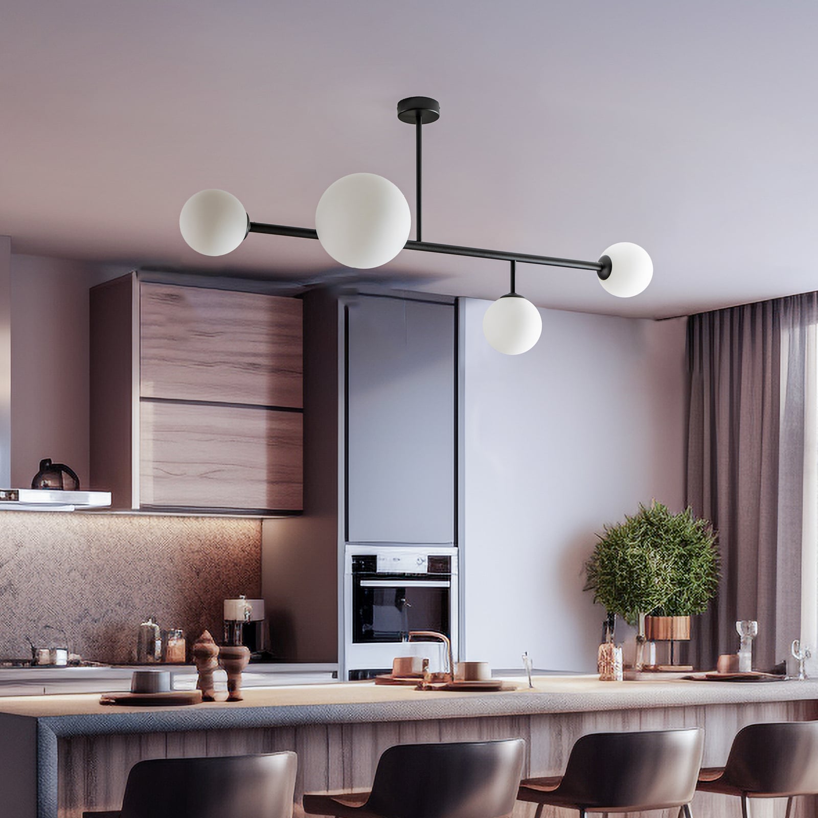 Dione plafondlamp, zwart, 4-lamps - ALDEX