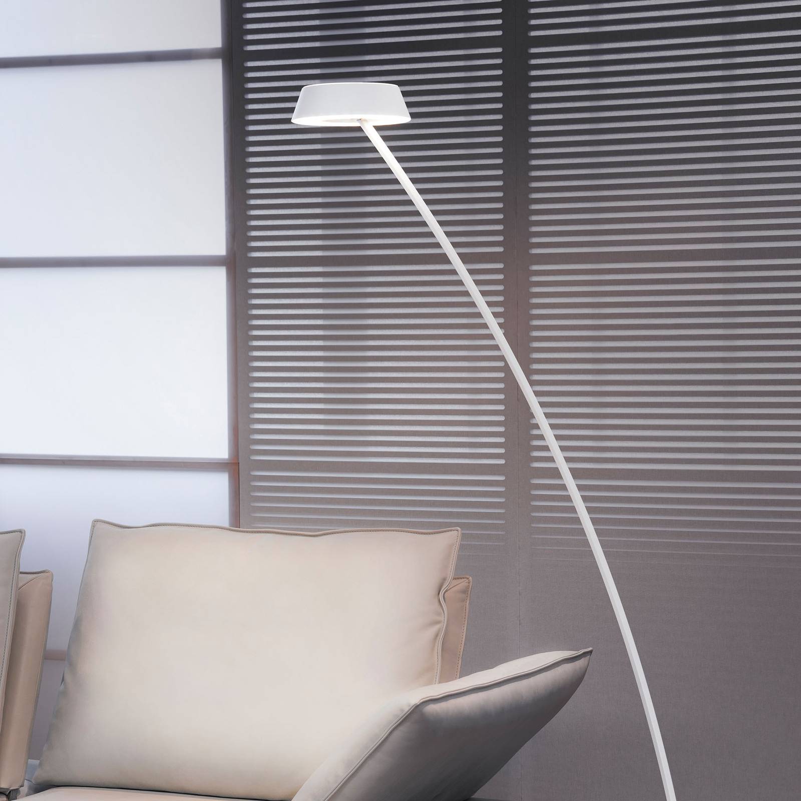 Levně OLIGO Glance LED stojací lampa oblouk bílá matná