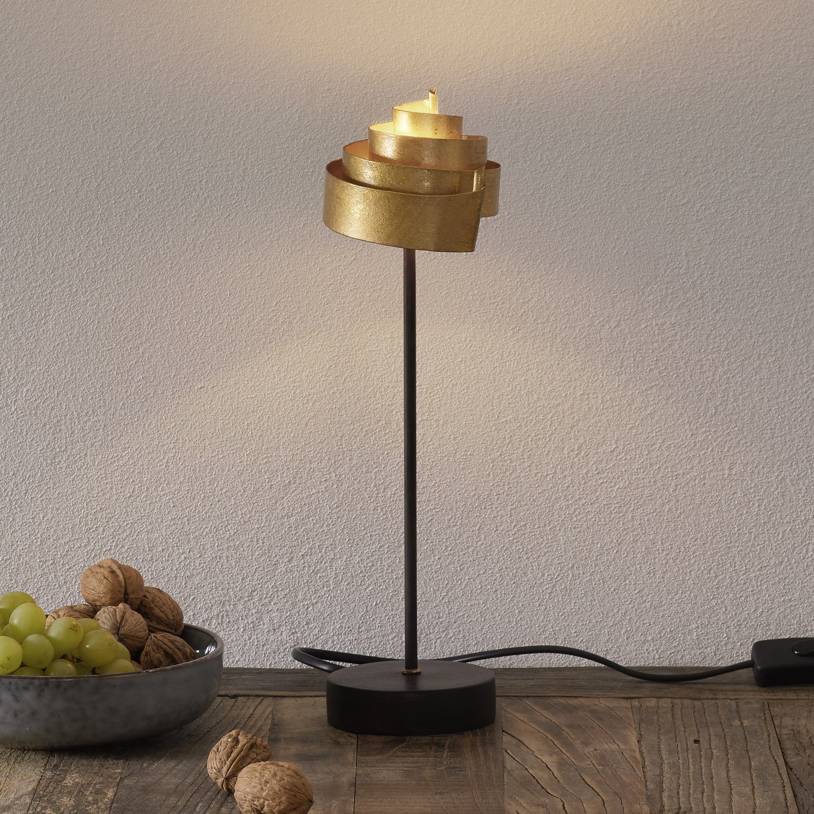 Kształtna lampa stołowa BANDEROLE GOLD