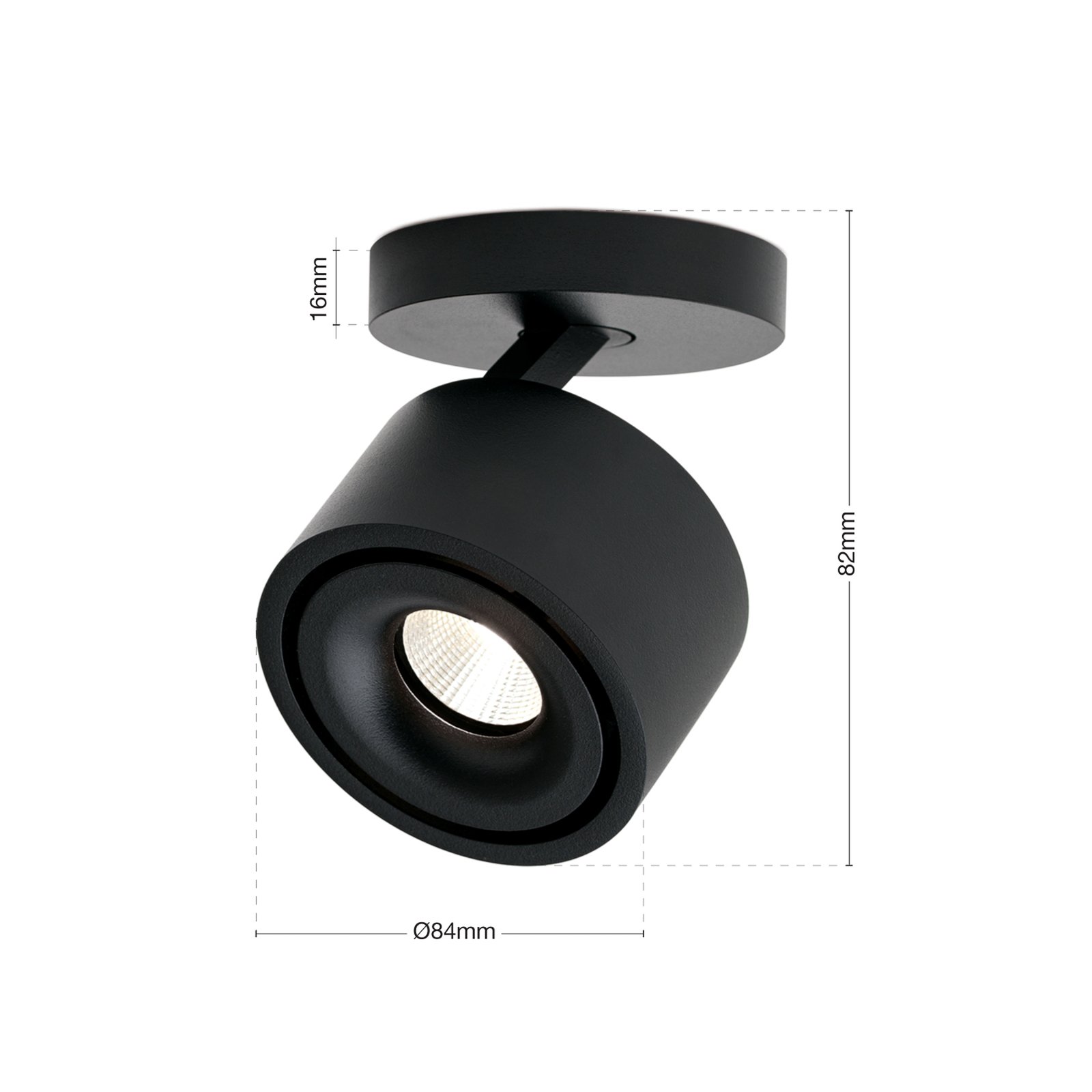 Spot pour plafond LED Specter, noir, Ø 8,4 cm, aluminium