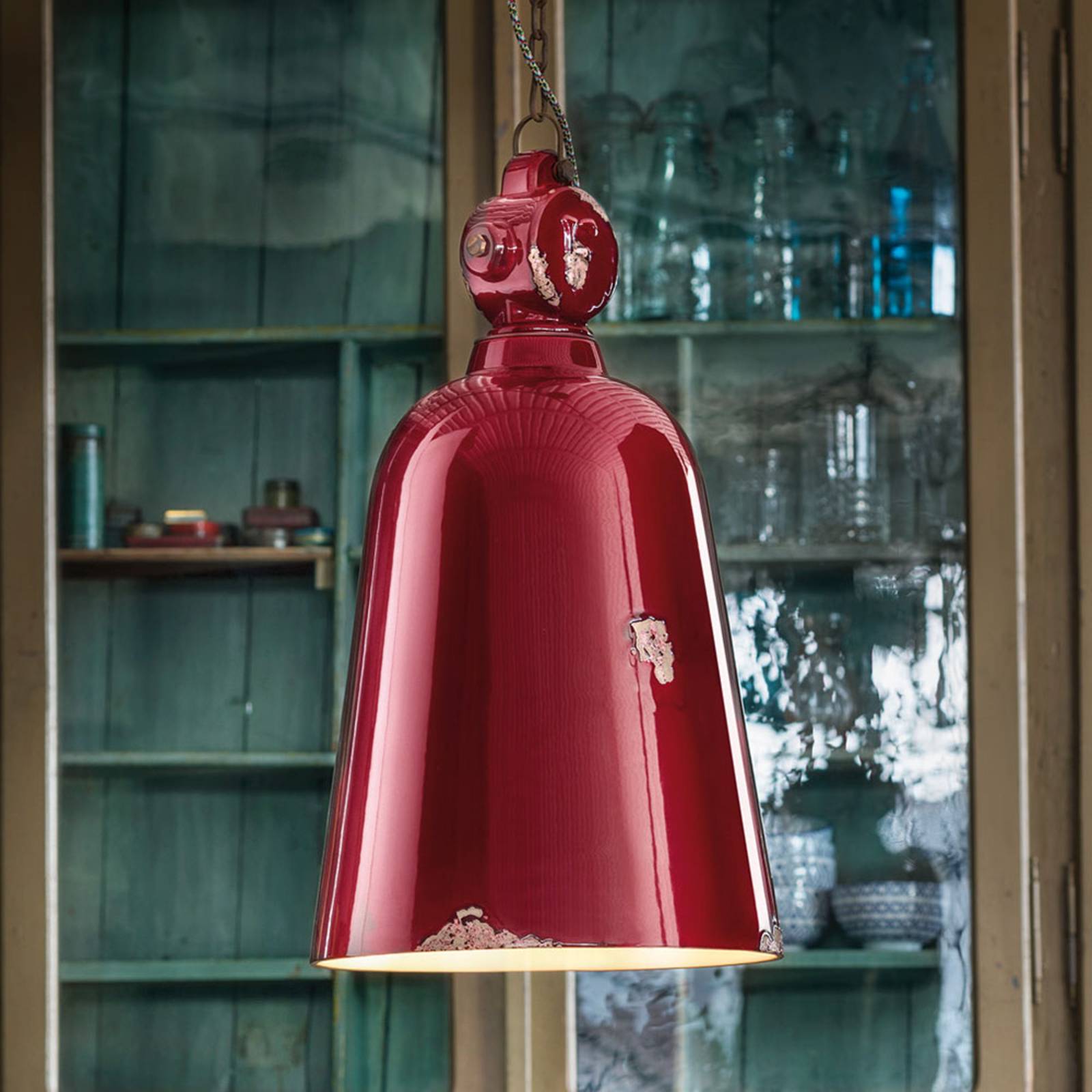 Lampa wisząca Vintage C1745 stożkowa bordo