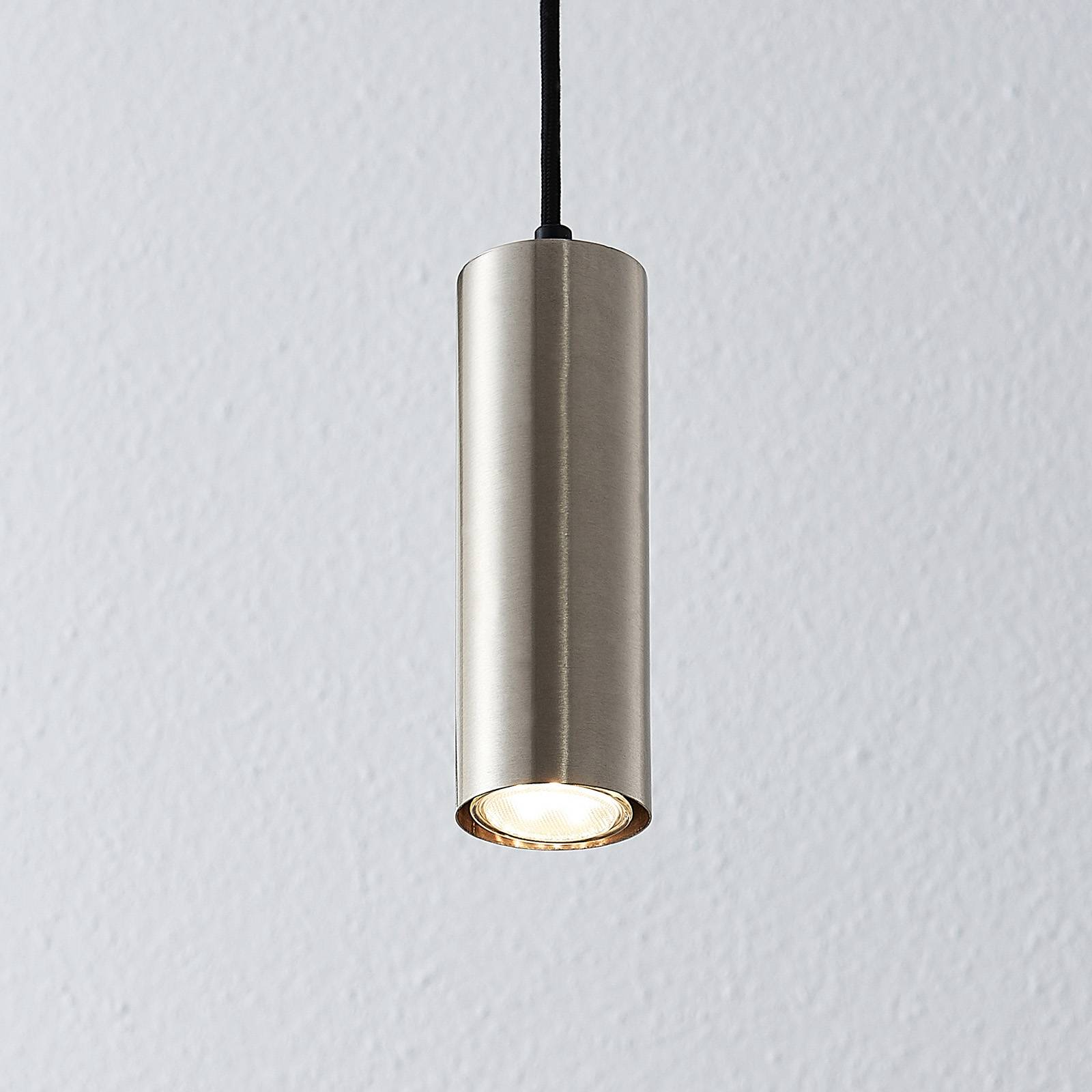 Lampa wisząca Lindby Joffrey, Ø 6 cm, nikiel, metal, GU10