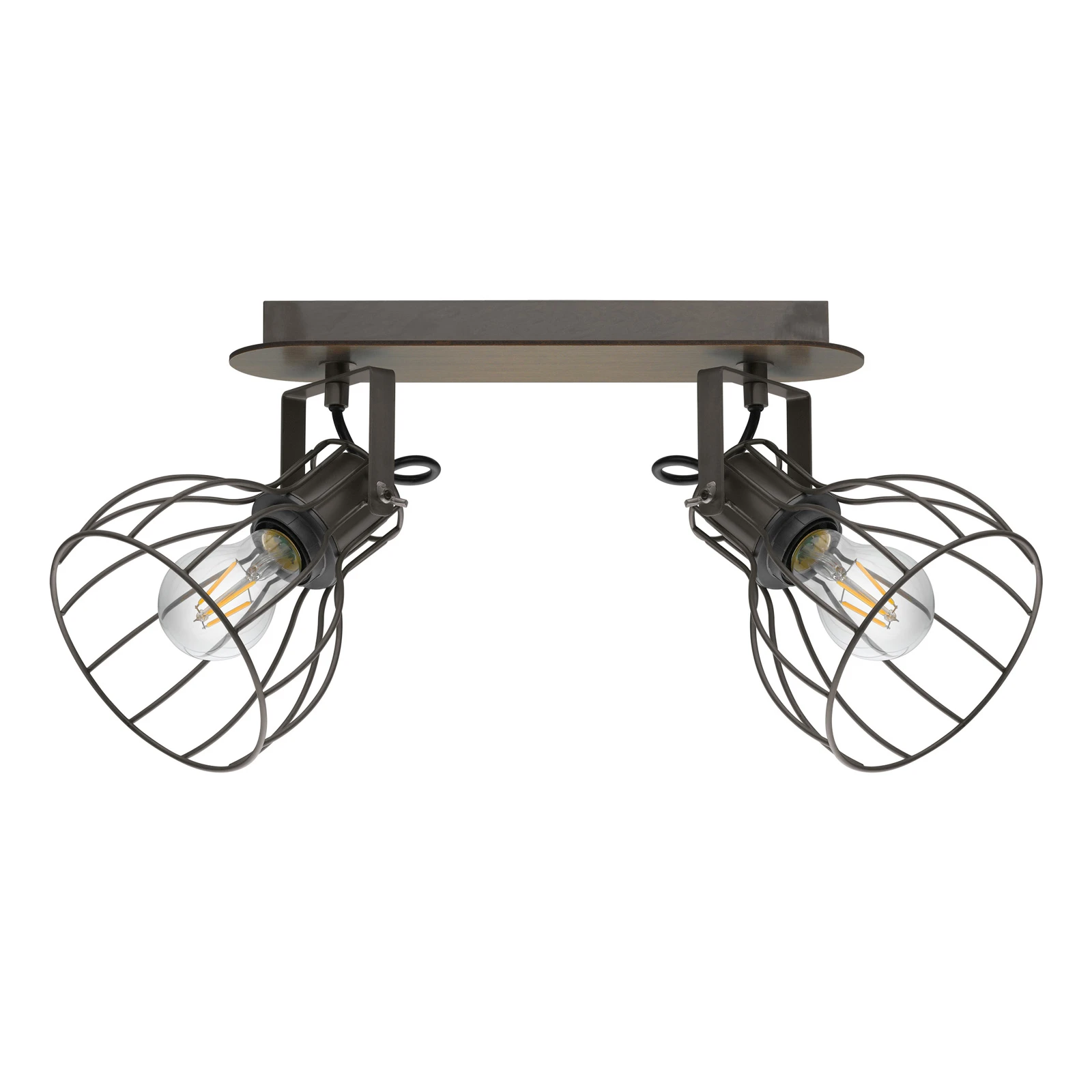 Plafonnier Sambatello, 2 lampes, brun/argenté
