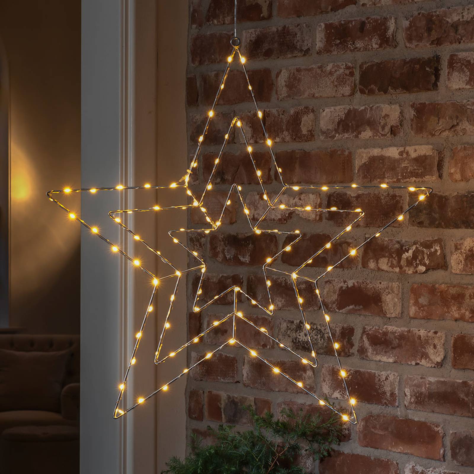 Konstsmide Christmas LED-dekorbelysning silverstjärna 66×64 cm