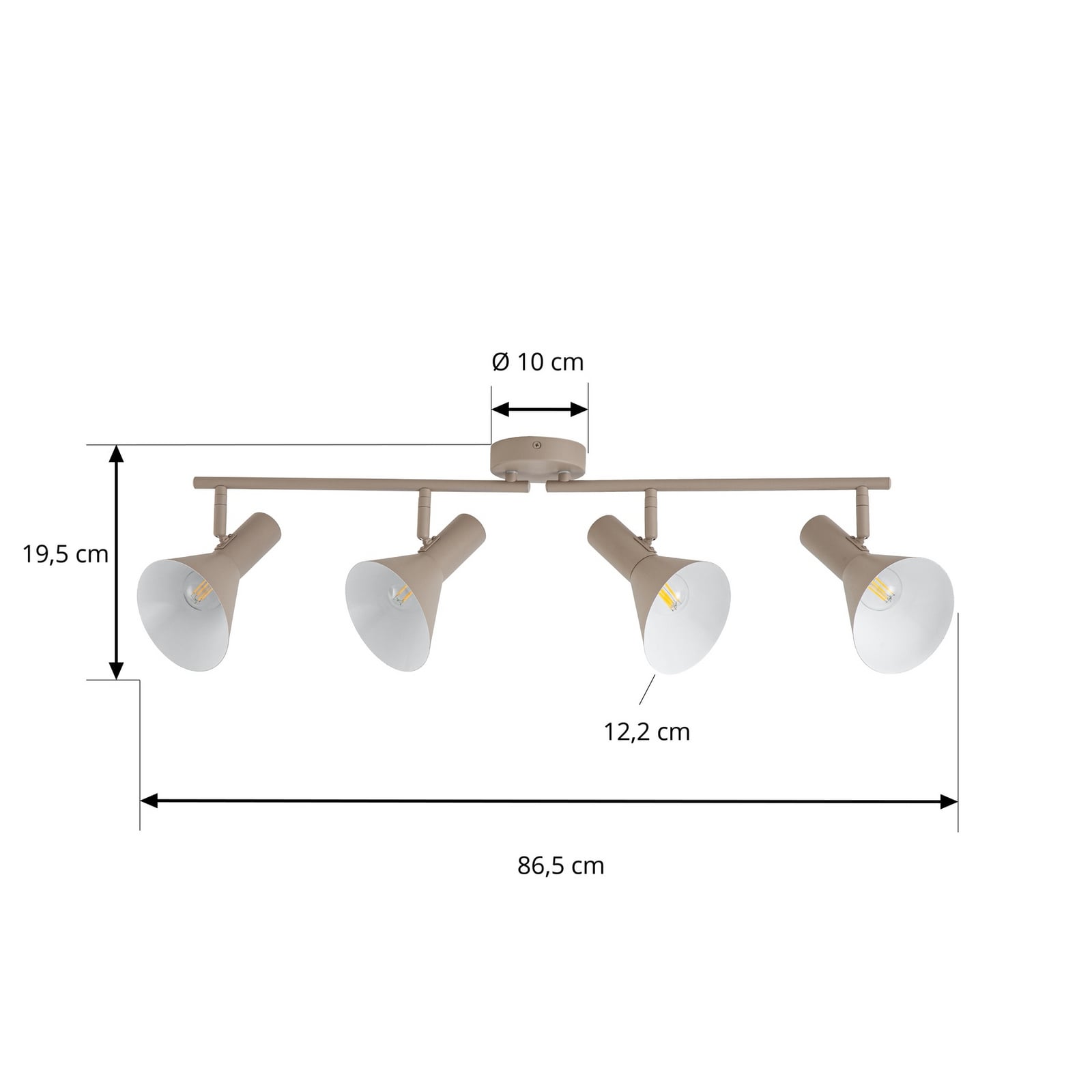 Stropné bodové svetlo NOLA Milia, 4-pl., béžový, 79 cm, E14, kov Stropné bodové svetlo NOLA Milia, 4-pl., béžový, 79 cm, E14, kov