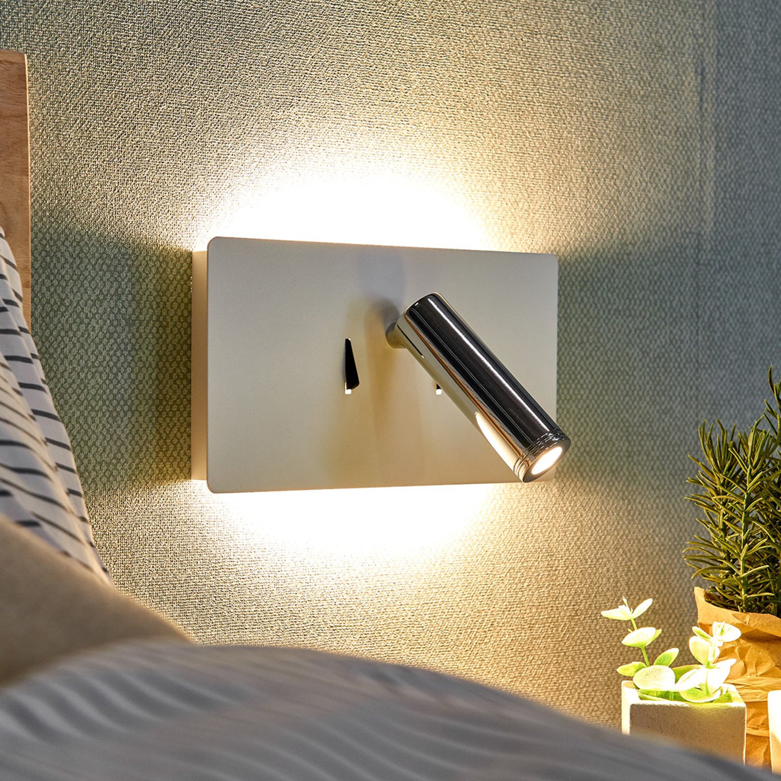 Lámpara de pared LED Elske con lámpara de lectura