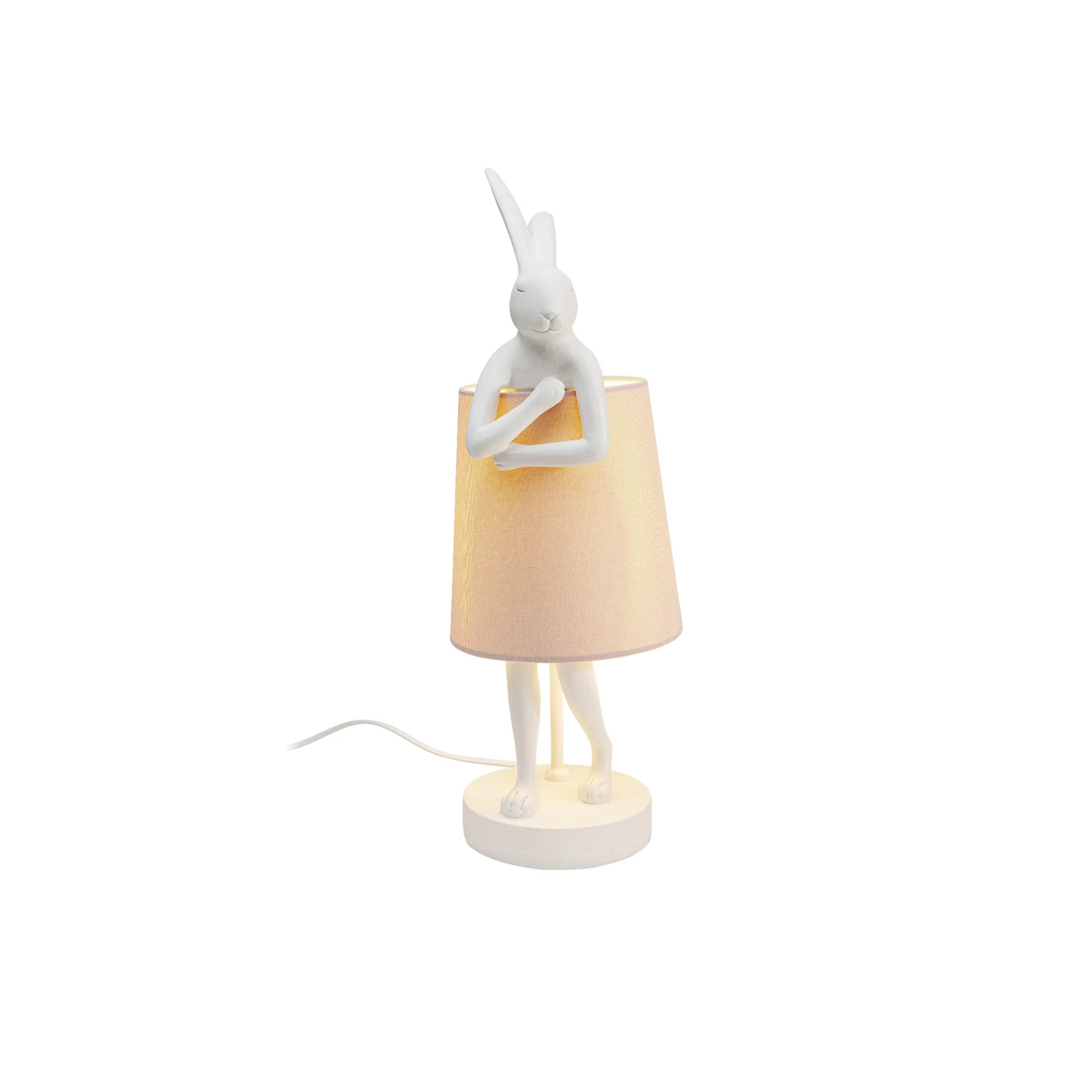 Kare galda lampa Animal Rabbit, balta/rozā, augstums 50 cm