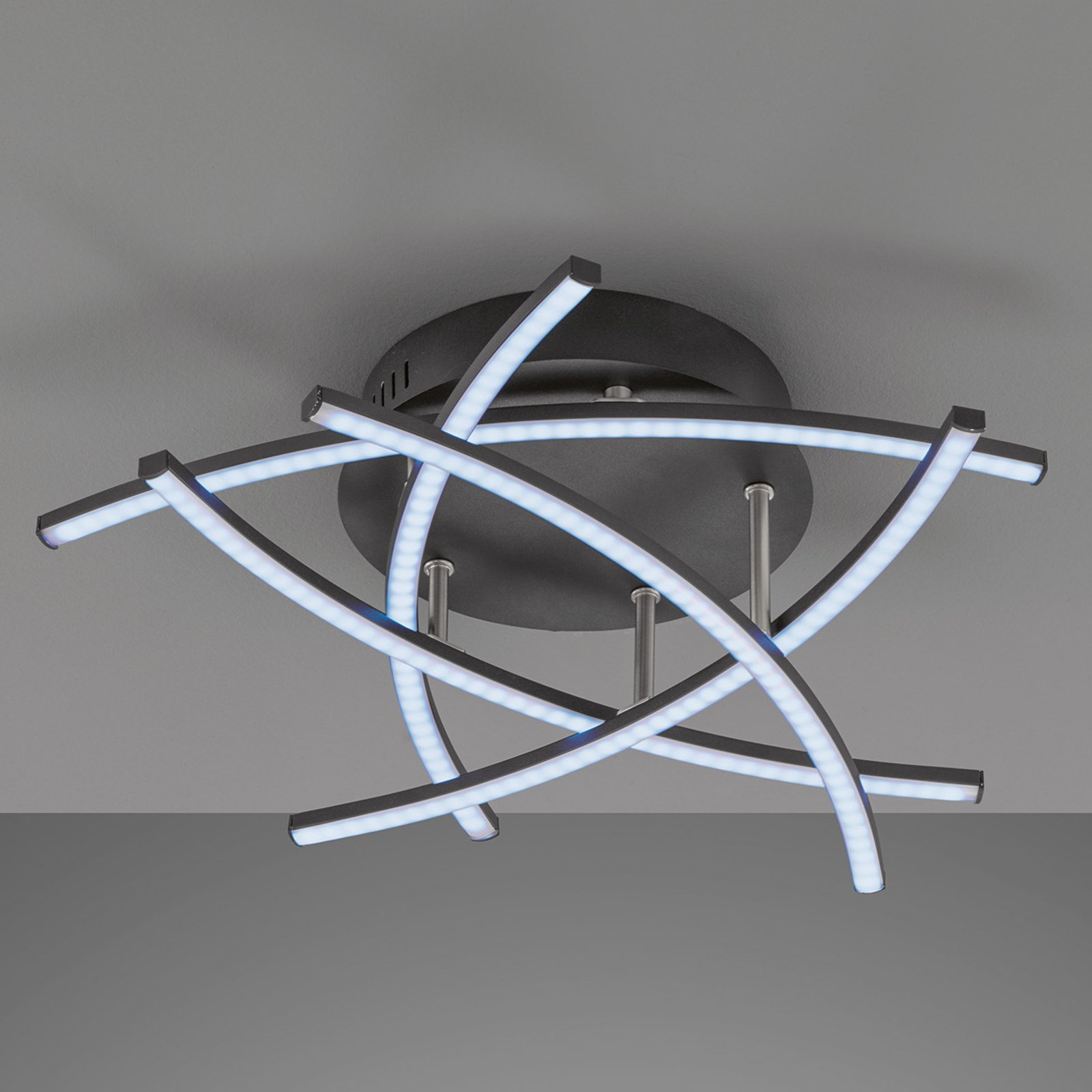 LED-Deckenlampe Cross Tunable White, 5-fl, schwarz