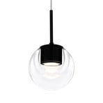 kdln LED hanging light Dew, black, 1-bulb, Ø 11 cm