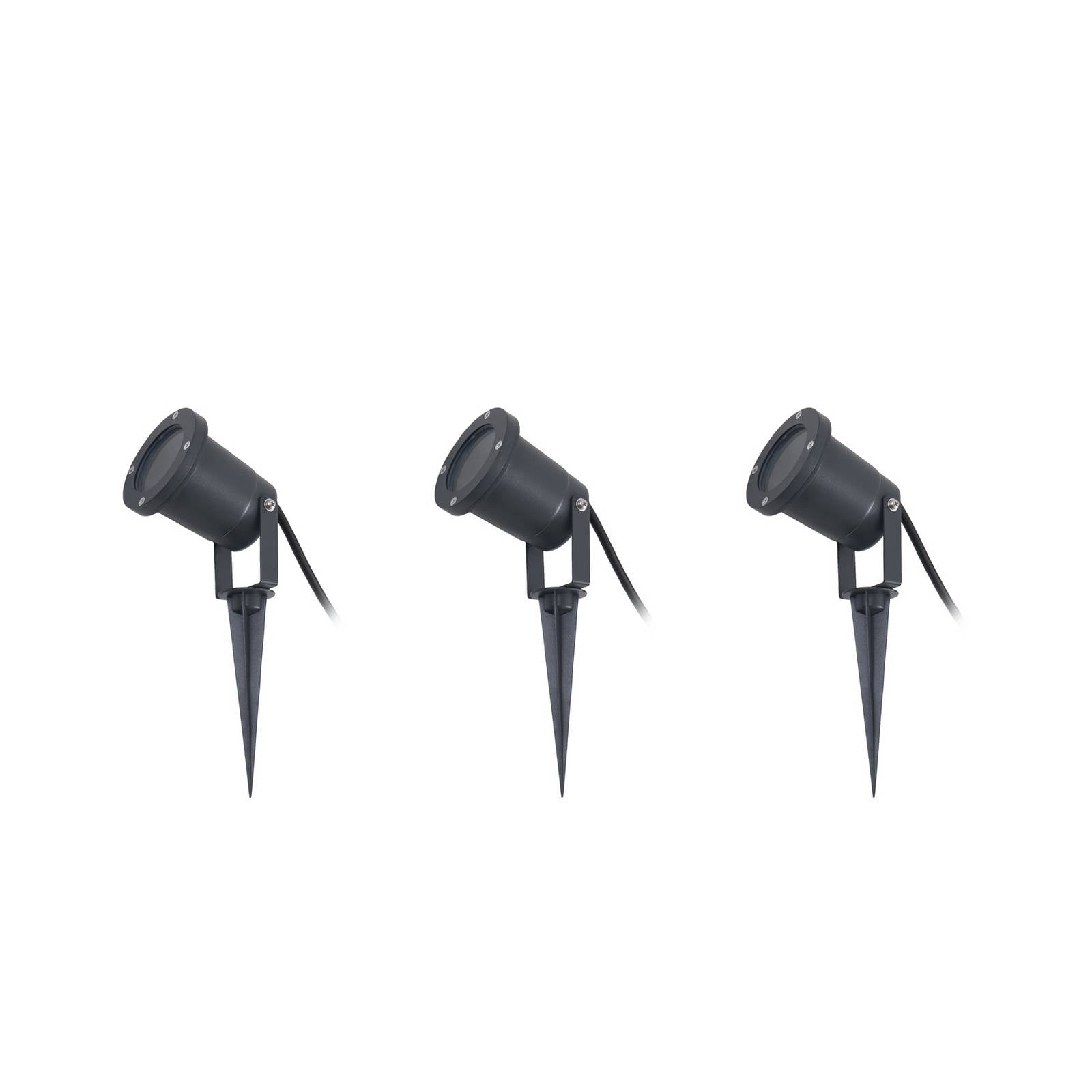 Lindby Erdspießstrahler Nielas, 3er Set, anthrazit, Stecker