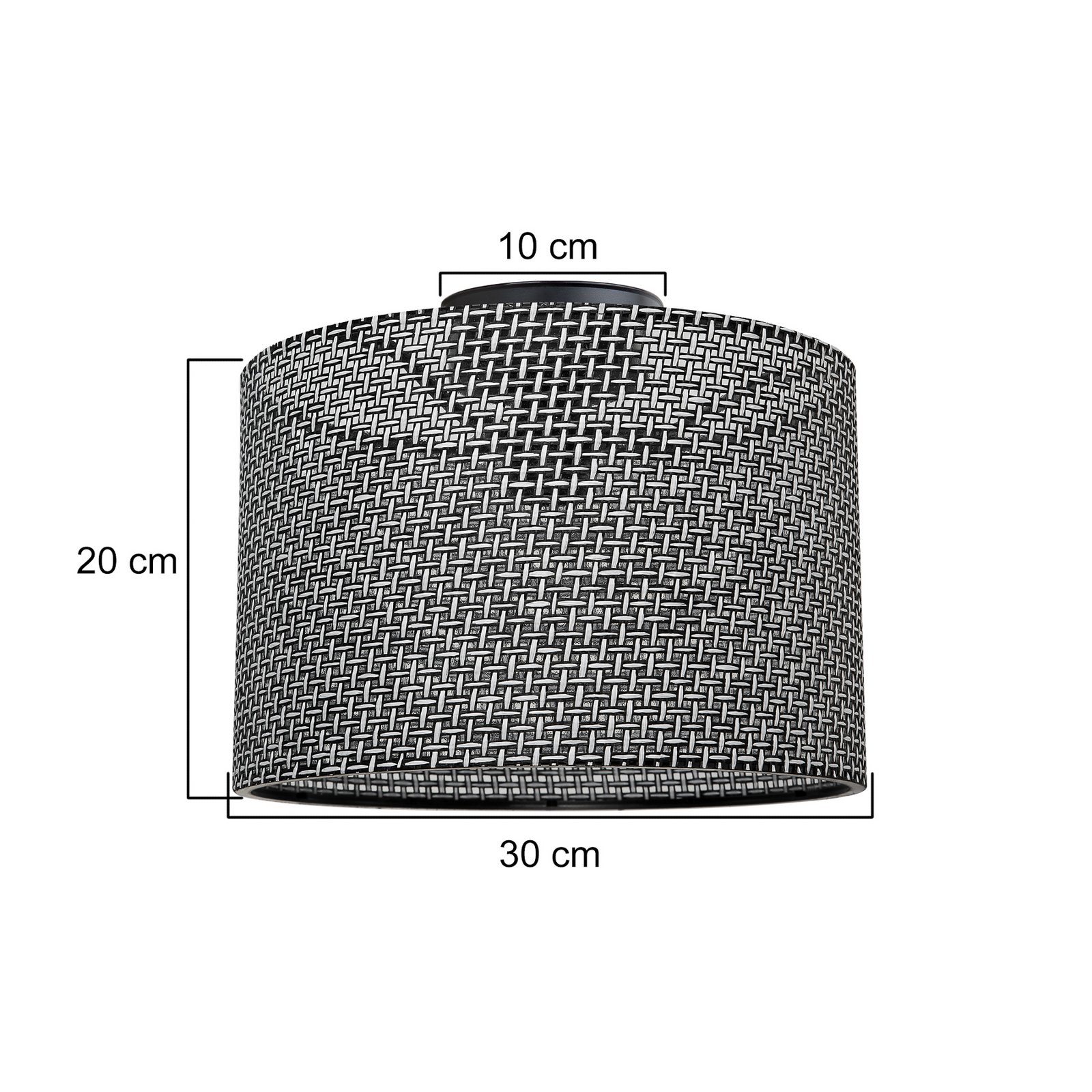 Φωτιστικό οροφής Goza, μαύρο μοτίβο, ύφασμα, Ø 30 cm