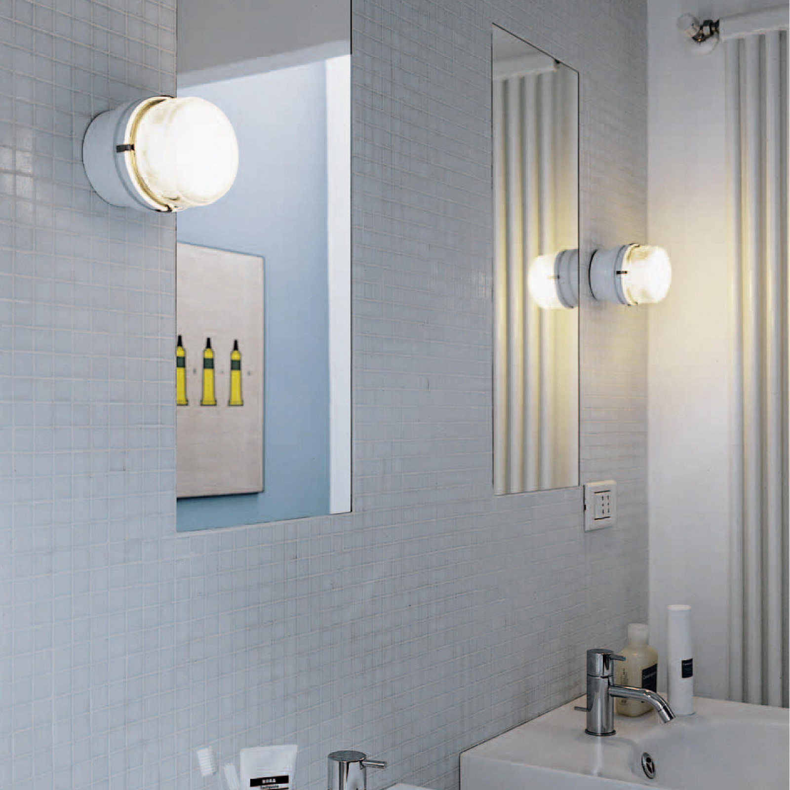 Oluce Aplică de perete LED Fresnel gri aluminiu sticlă 2.700 K - Baie - Design - Metal