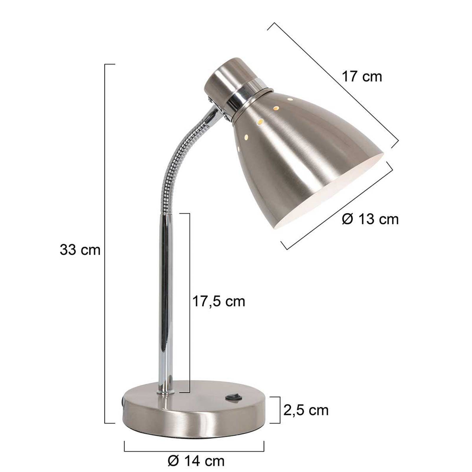 Steinhauer Bordslampa Spring stålfärgad metall flexibel arm strömbrytare