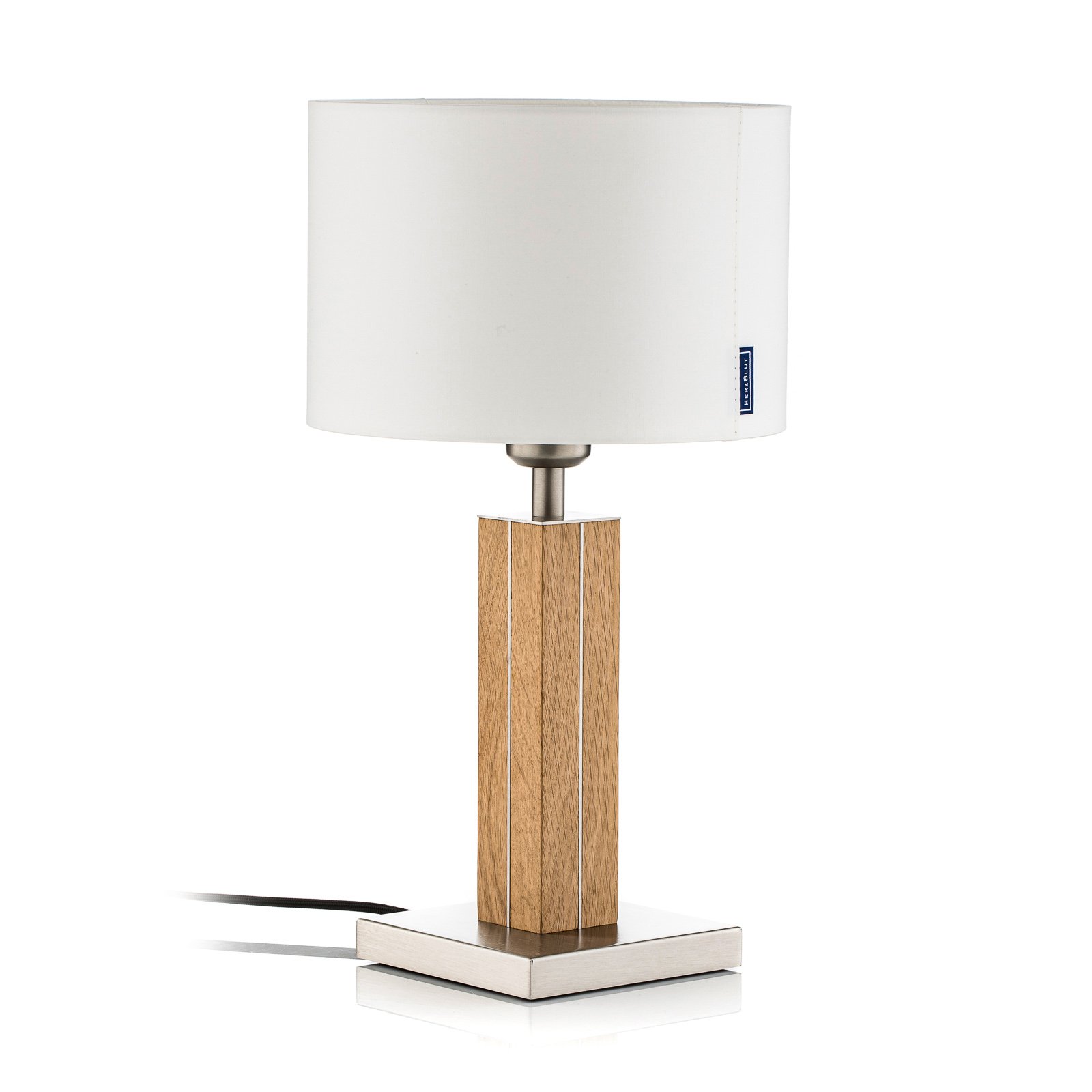 HerzBlut Dana lampa stołowa, dąb, biała, 41cm