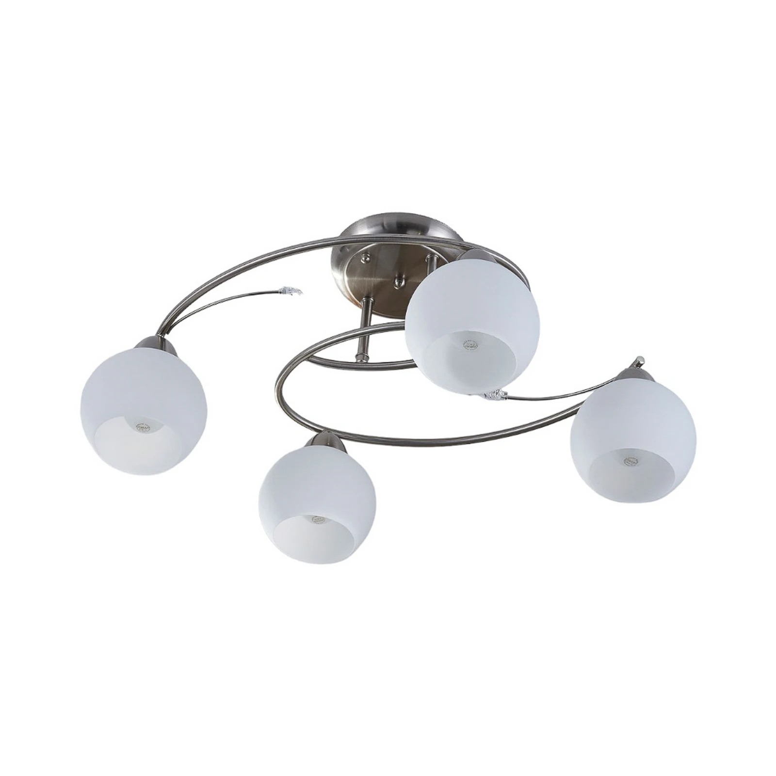 Lindby plafonnier Svean, 4flg, blanc, verre, longueur 42,5cm