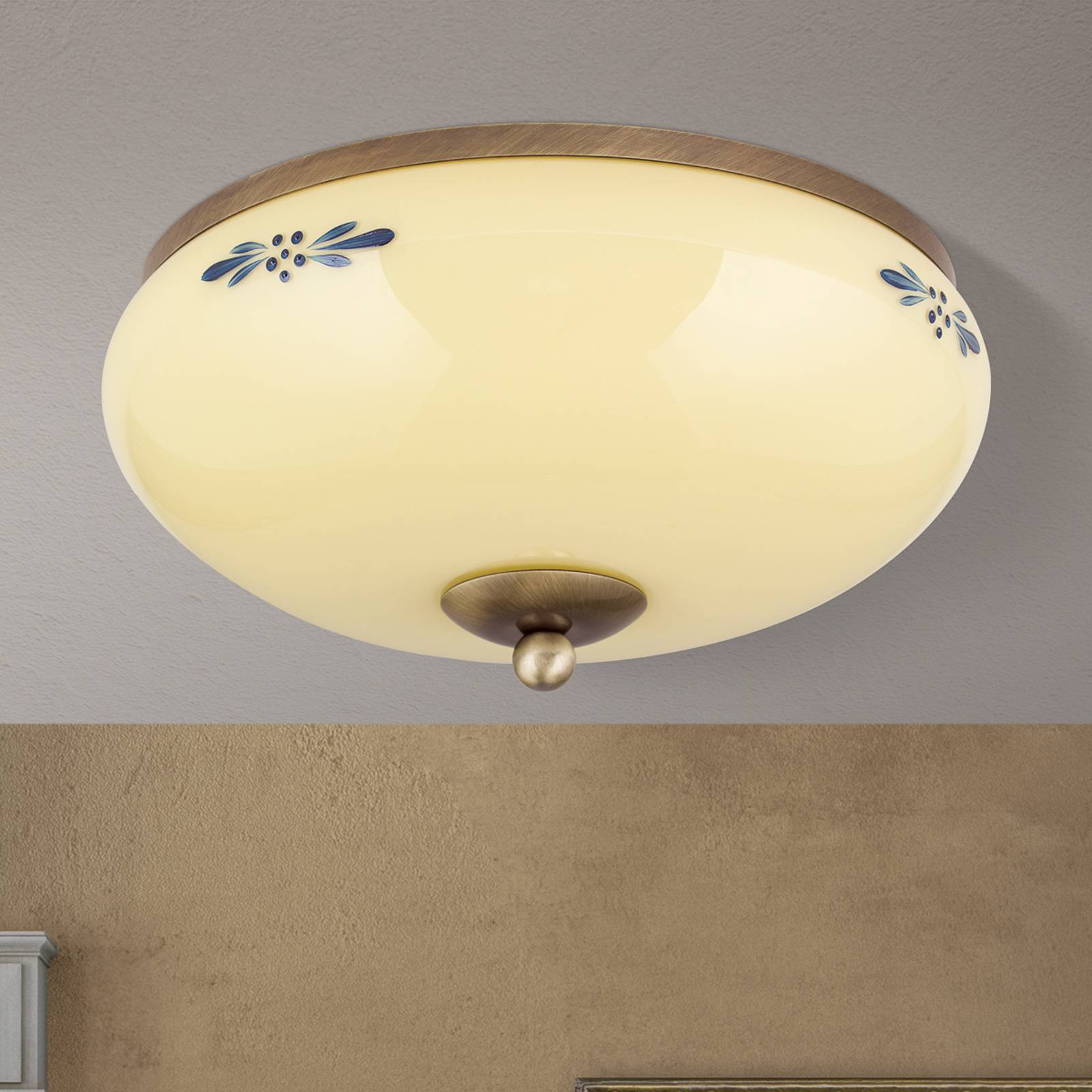 Lampa sufitowa Landhaus patyna niebieska Ø 28cm