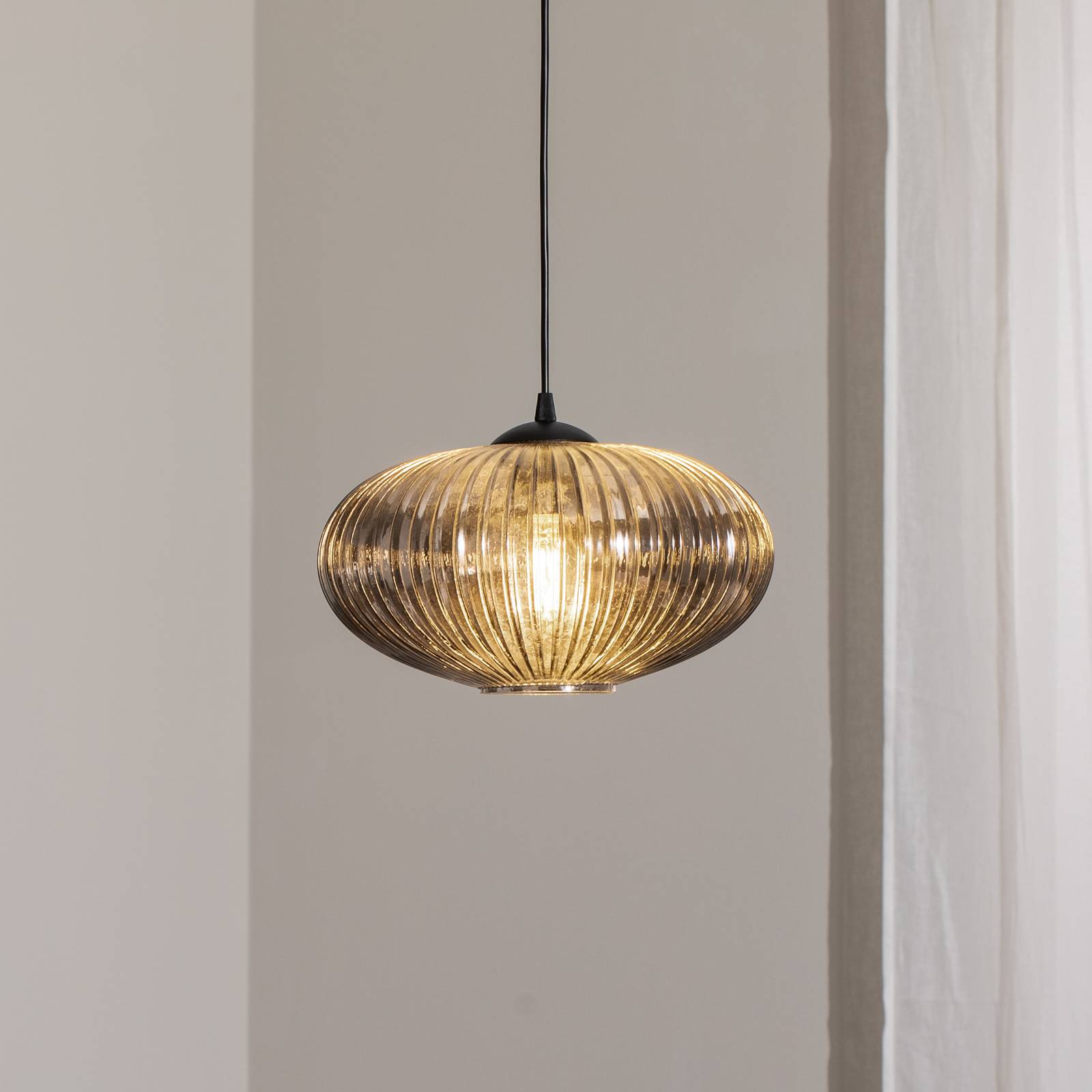 Lampa do jadalni Coco, Ø 30 cm, czarny/dymny szary, szkło