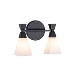 Bowtie bathroom wall light, matt black, 2-bulb