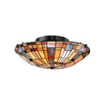 Inglenook ceiling light, Tiffany style, steel, glass, multicoloured