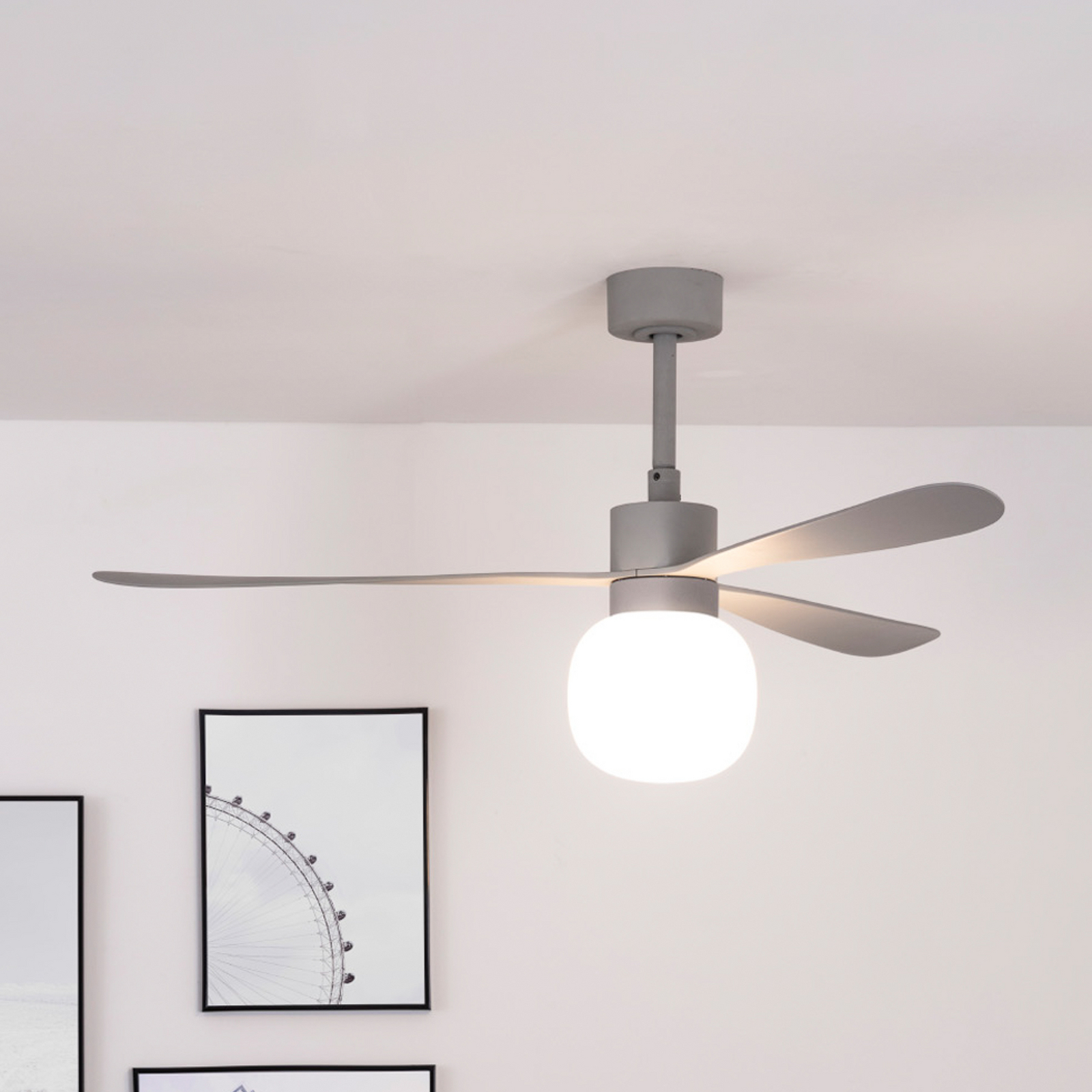 Ventilator de tavan cu LED Amelia Ball L, gri, curent continuu, silențios, 132
