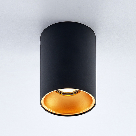 ELC Maylou Downlight, rund, schwarz-gold, GU10