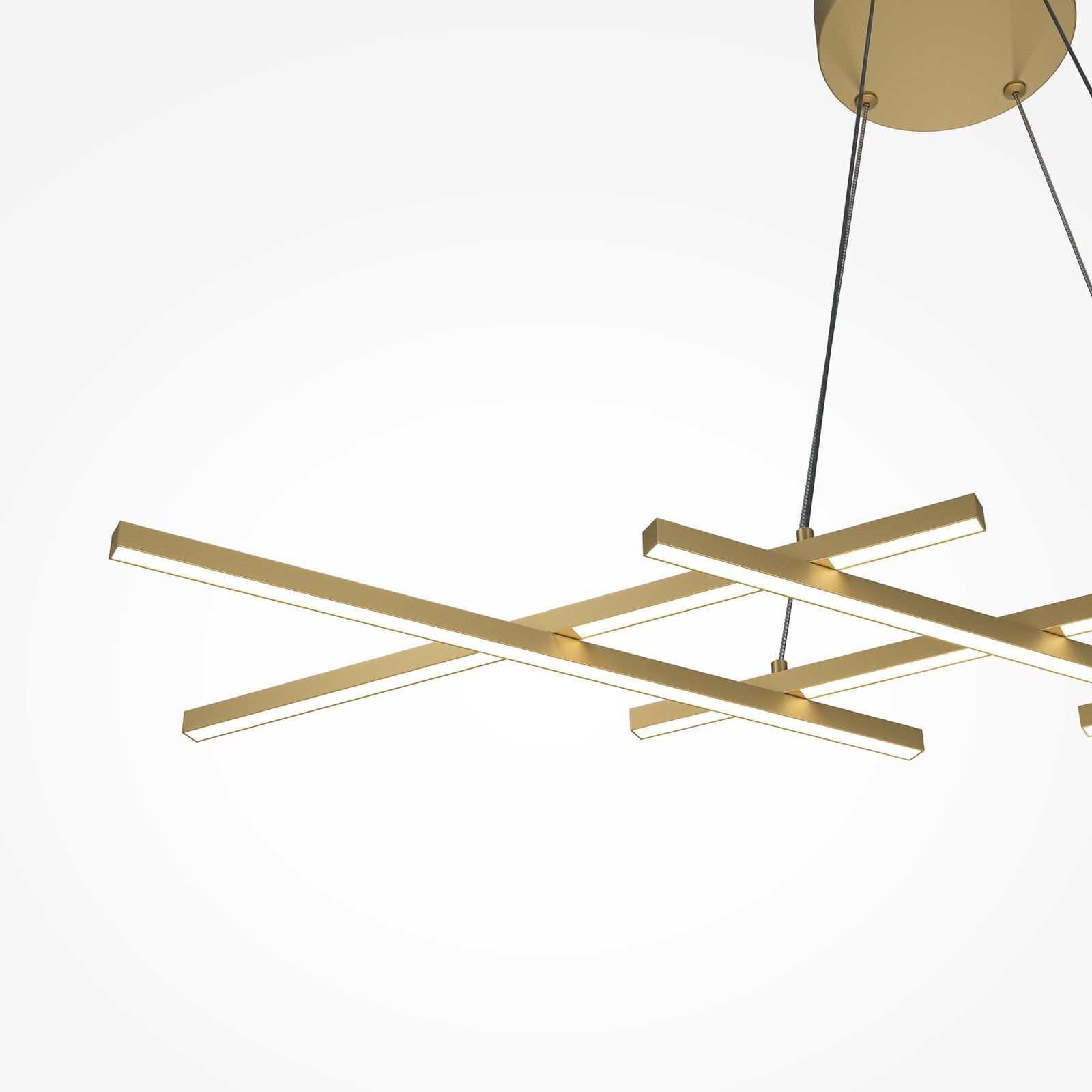 Maytoni LED pendant light Halo, brass-coloured, length 103.5 cm