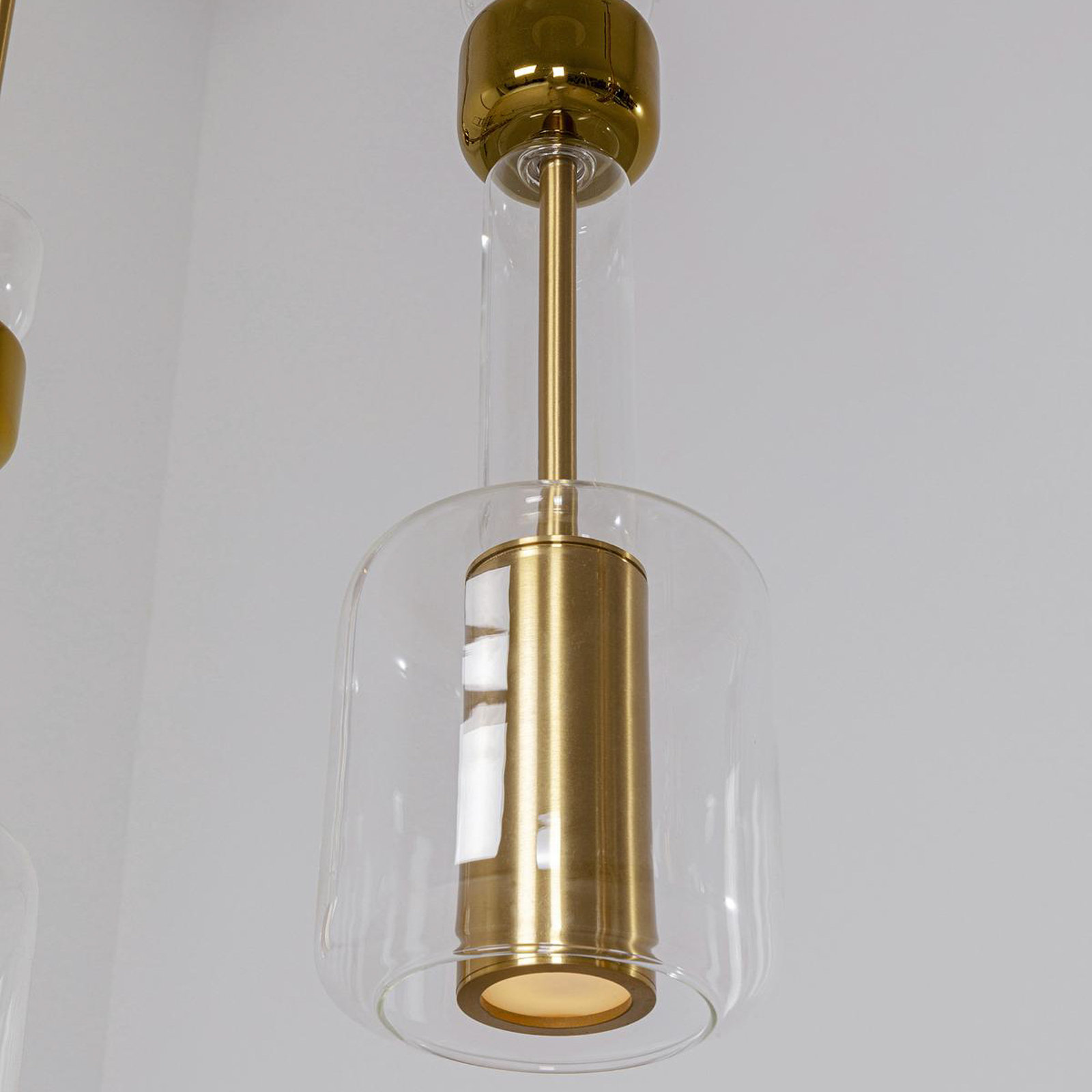 KARE Candy Bar pendant light, gold-coloured, steel, glass, 3-bulb.