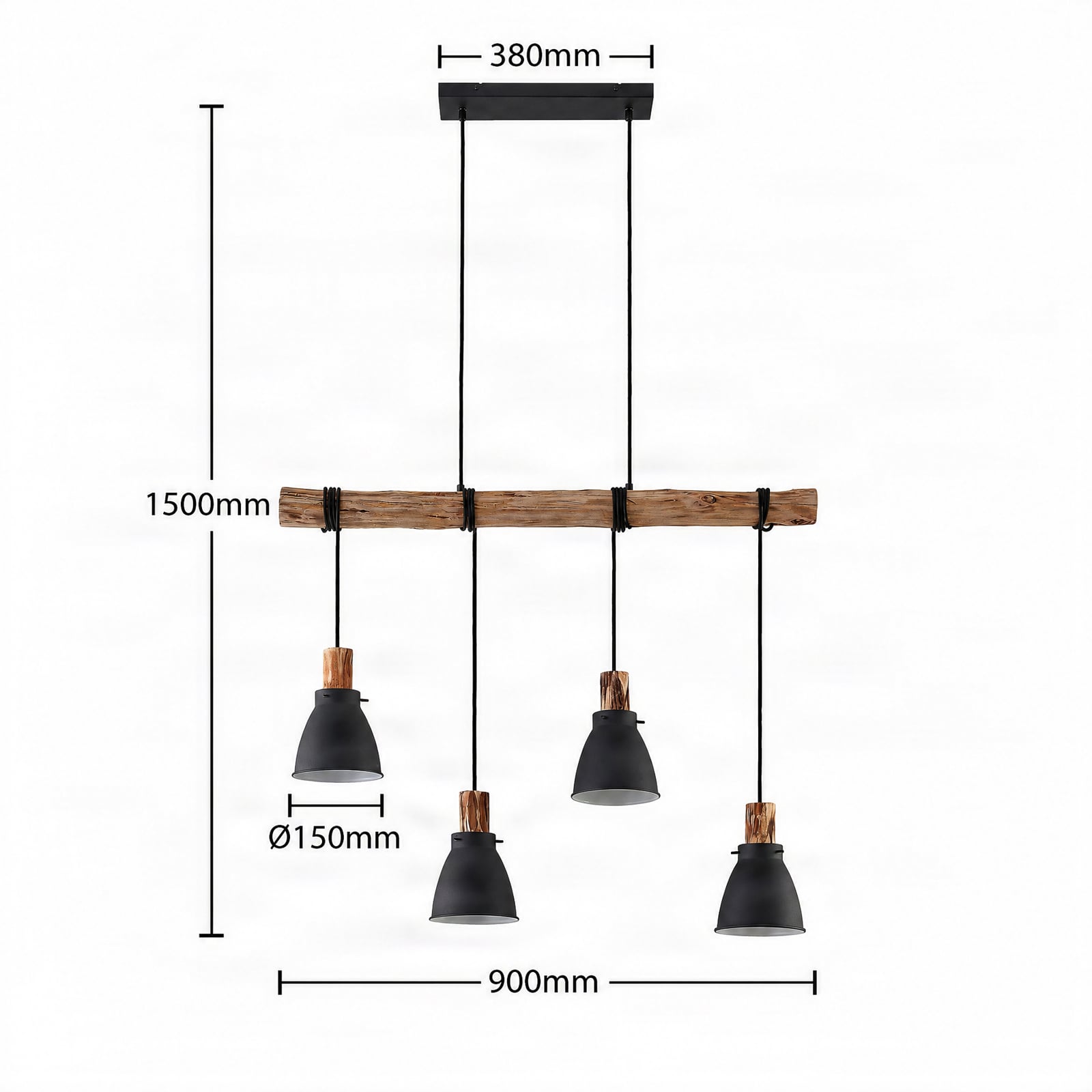 Lindby függőlámpa Trebale, E14, Ø 15 cm, 4-lámpás, fa