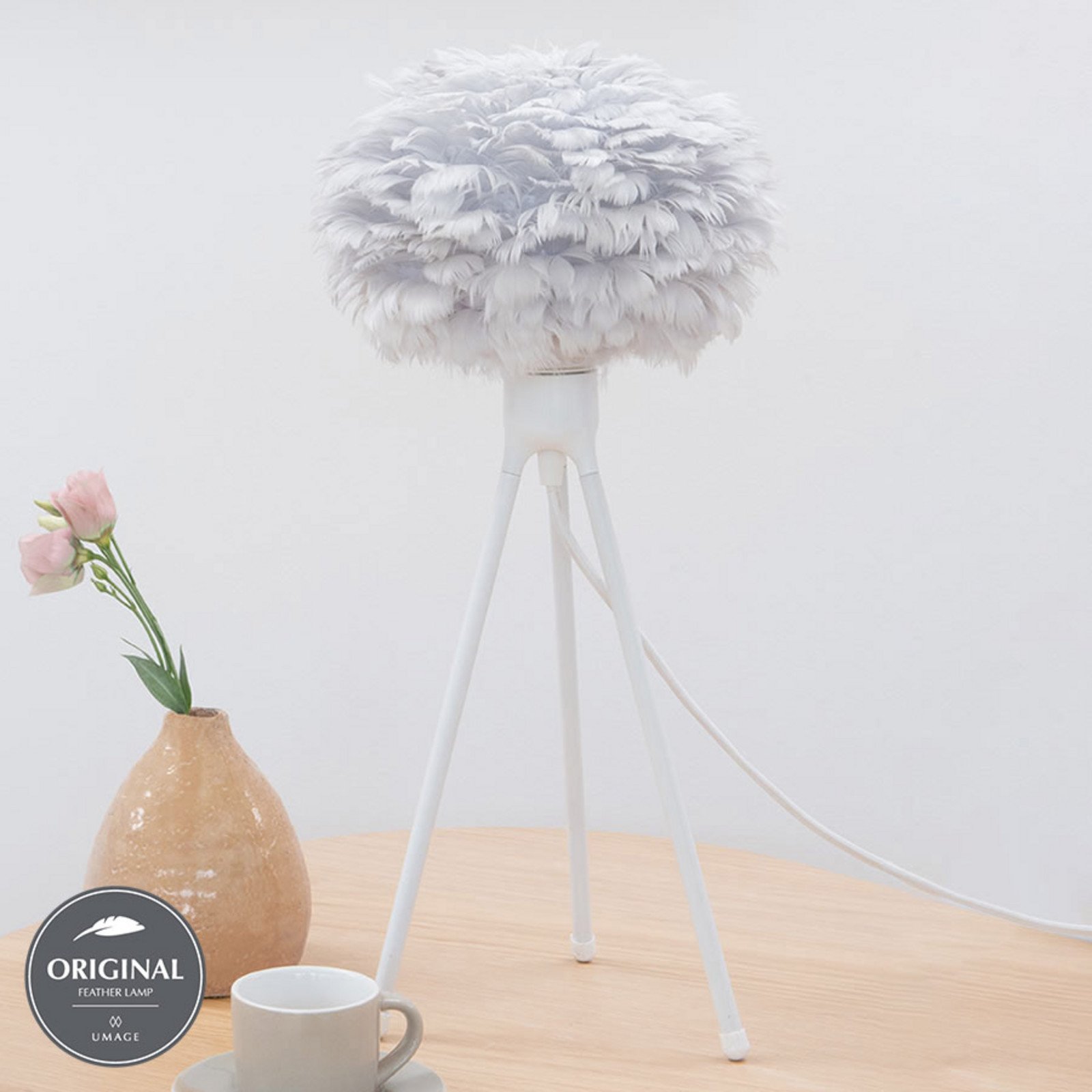 UMAGE Eos micro lampă de masă pene gri - Camera de zi / sufragerie - Scandinavă - gri alb - Metal