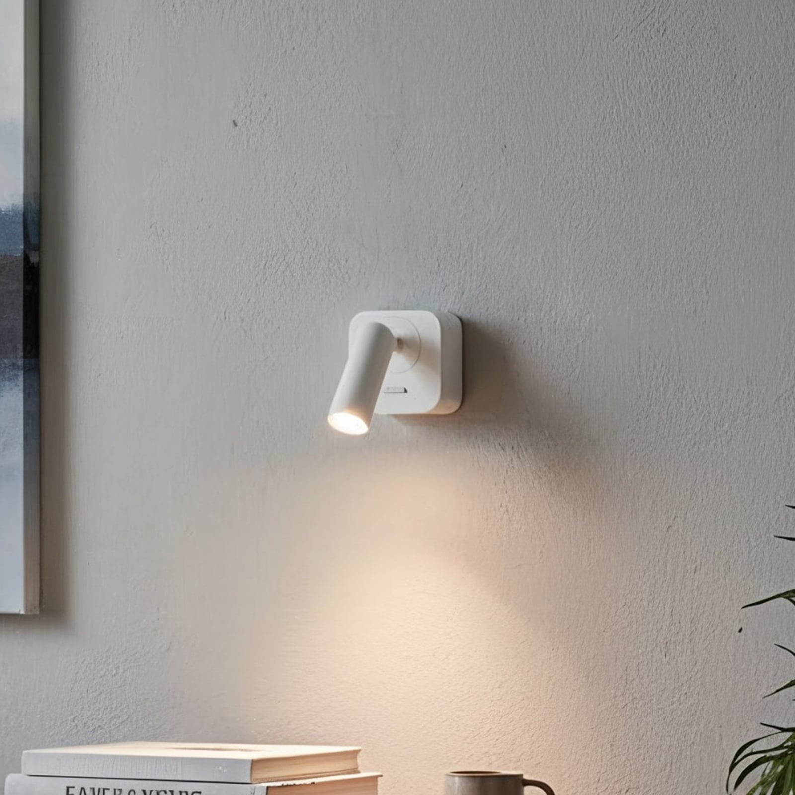 Ideal Lux LED sienas prožektors Bean, balts, platums 7 cm, metāls