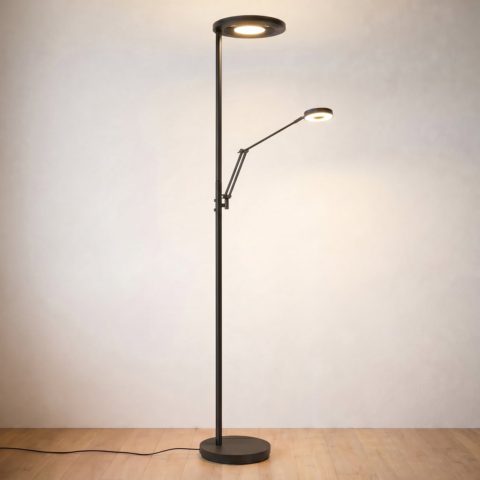 LED-laevalgusti Barrie lugemislambiga, must matt