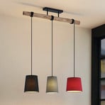 Lindby hanglamp Amilia, stof, 3-lamps, rood/groen/zwart