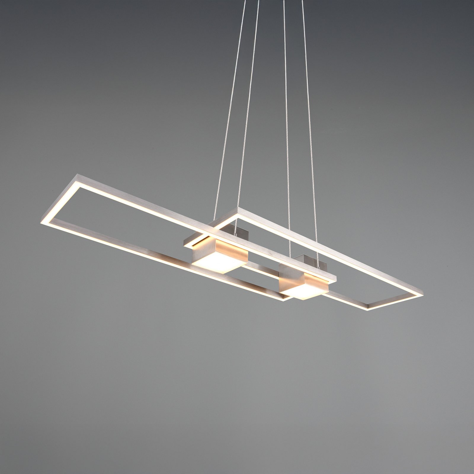 Lampada LED a sospensione Albany, nichel, 100 x 28 cm, alluminio, CCT