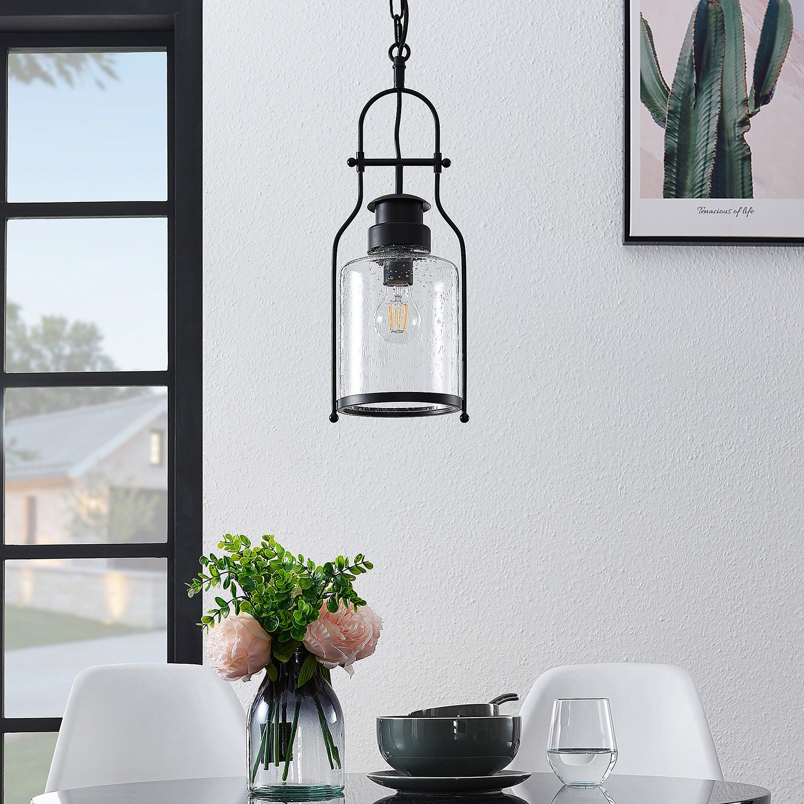 Rozalie Suspension Clear/Black - Lindby