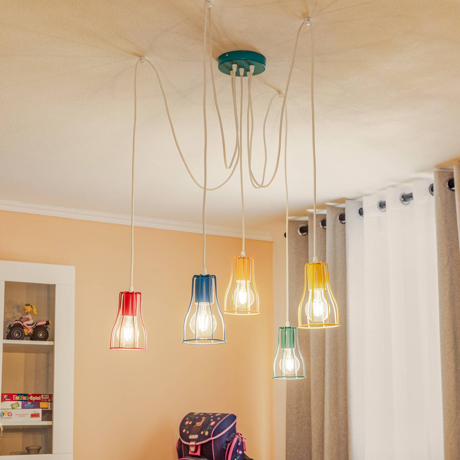 HELam Suspension Tube, à 5 lampes, multicolore