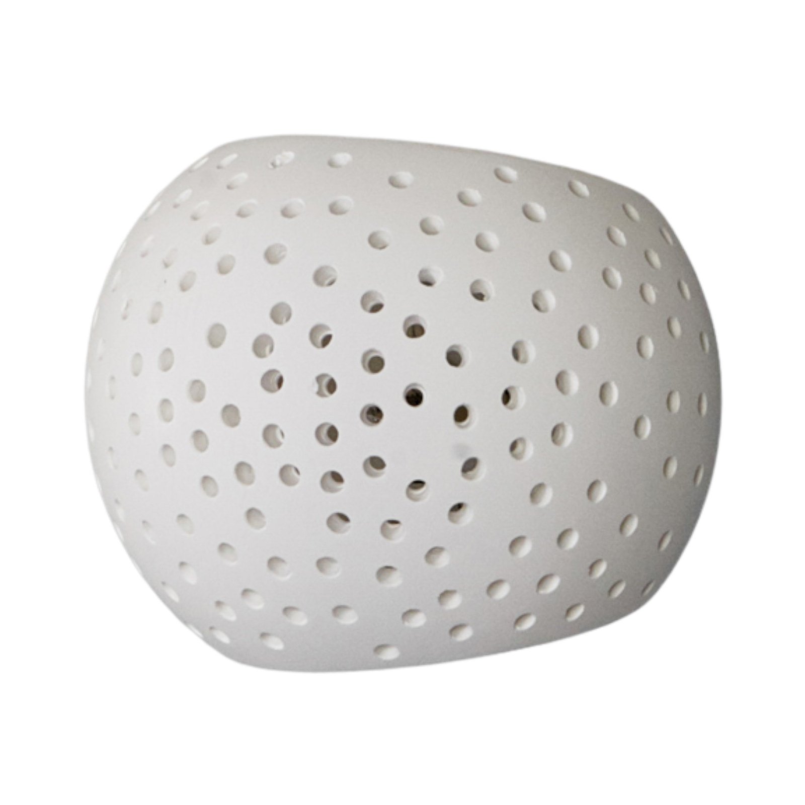 Spherical plaster wall lamp Jiru with hole pattern
