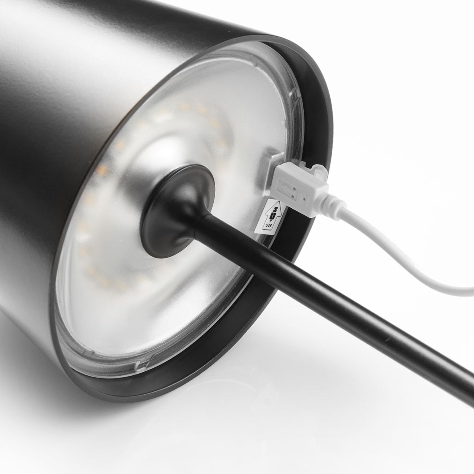 LED-Tischlampe Toc mit USB-Charger, IP54, schwarz