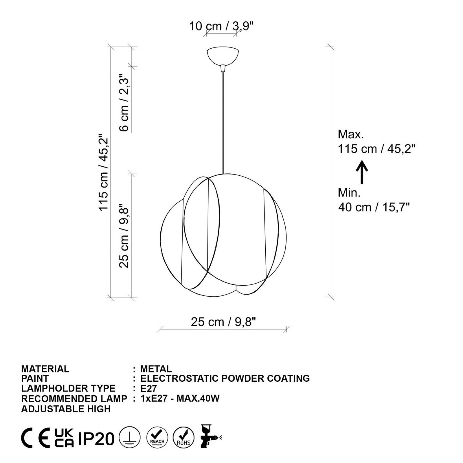 Żyrandol Corner, złota, 25 x 25 cm, metal, E27