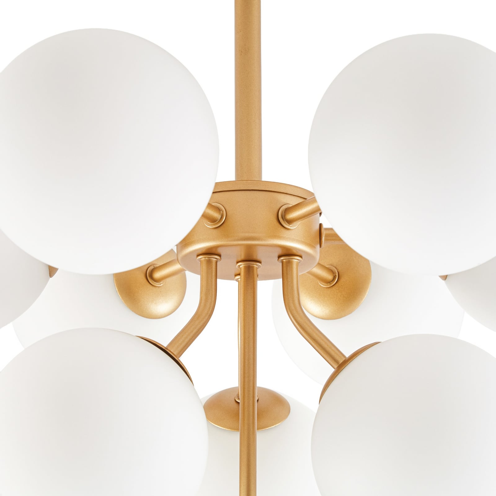 Plafón Peyton de Lucande, de 10 luces, dorado/blanco, cristal Plafón Peyton de Lucande, de 10 luces, dorado/blanco, cristal