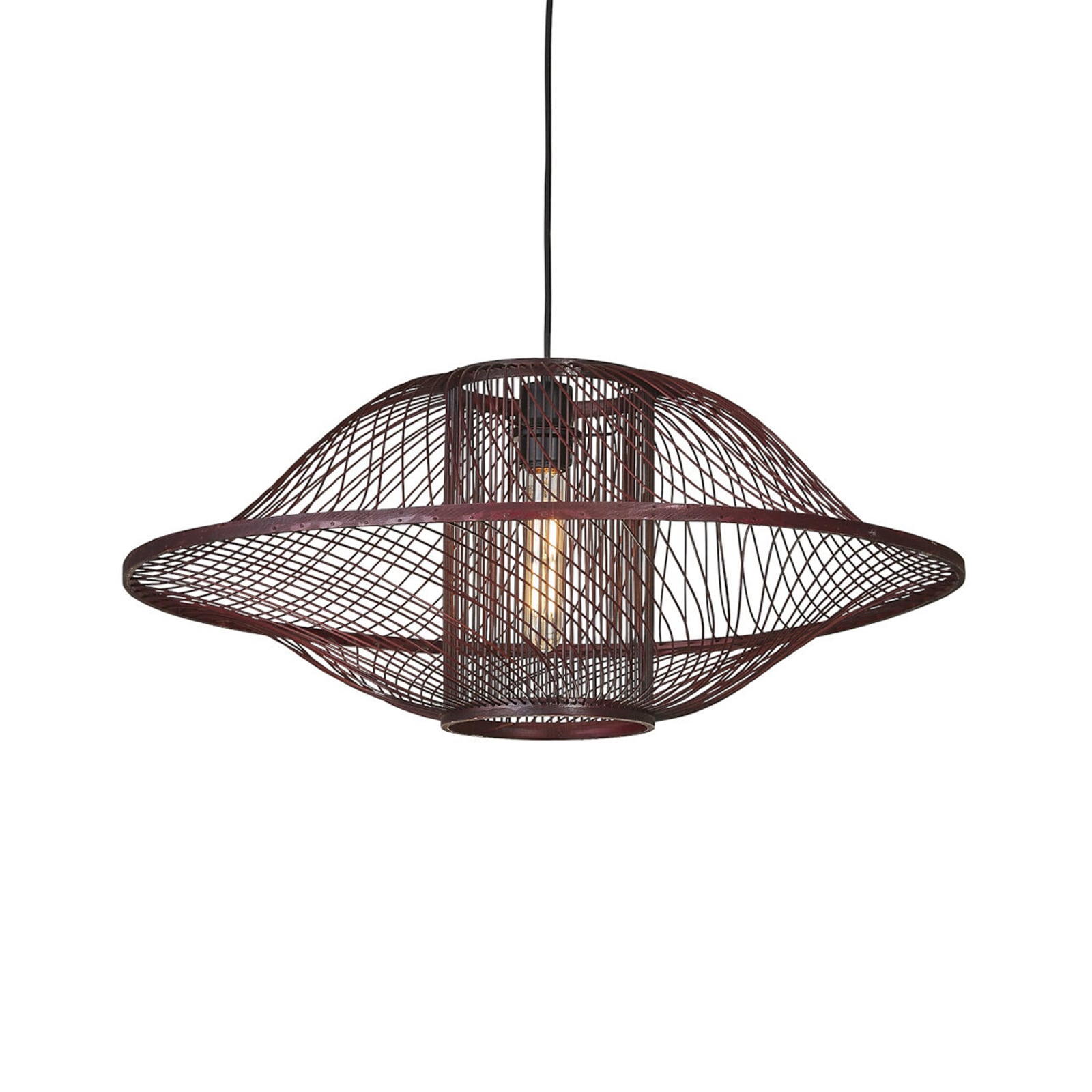 GOOD & MOJO Suspension Maui, rouge, Ø 70 cm, bambou, E27