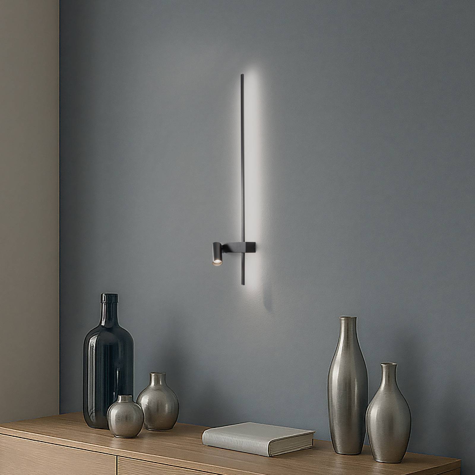 Wandlampe EASY RIGHT, schwarz Breite 80 cm Metall GU10 + LED günstig online kaufen